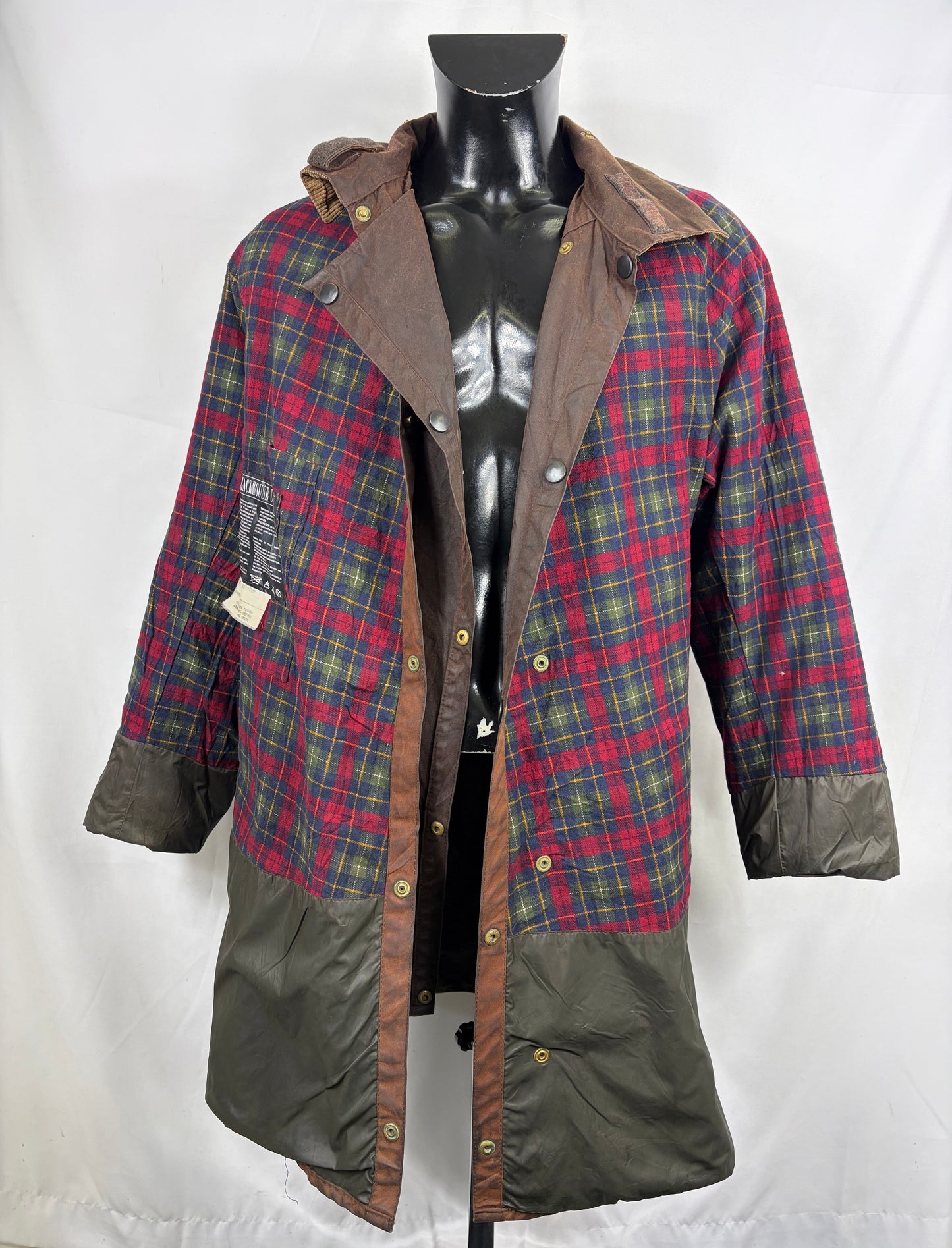 RARO Barbour Backhouse marrone C42/107 cm Riding Brown Wax Jacket Size Large