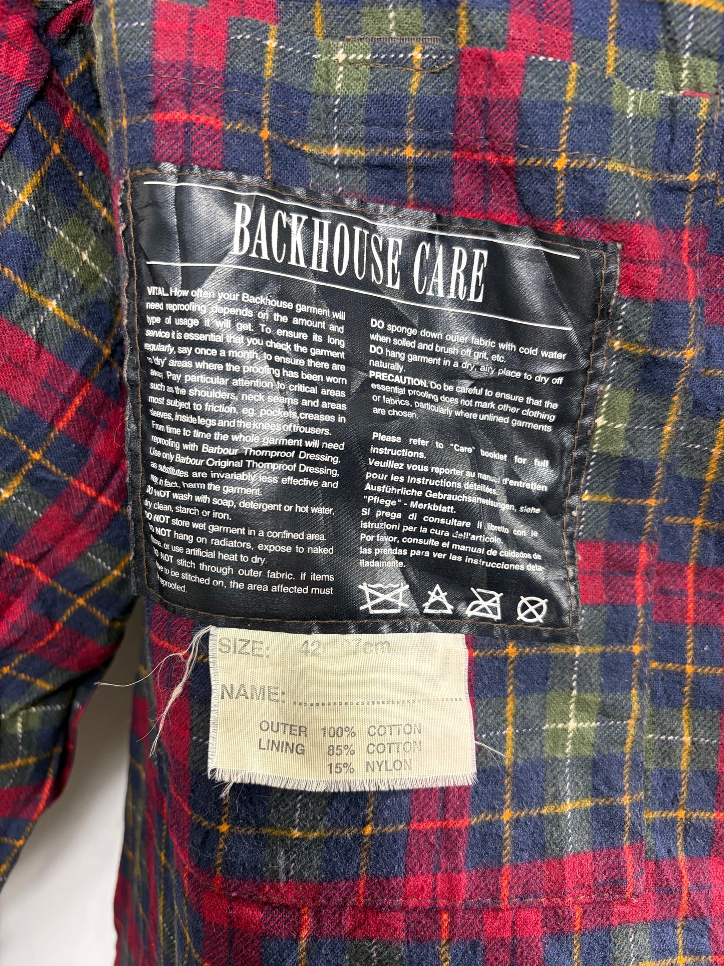 RARO Barbour Backhouse marrone C42/107 cm Riding Brown Wax Jacket Size Large