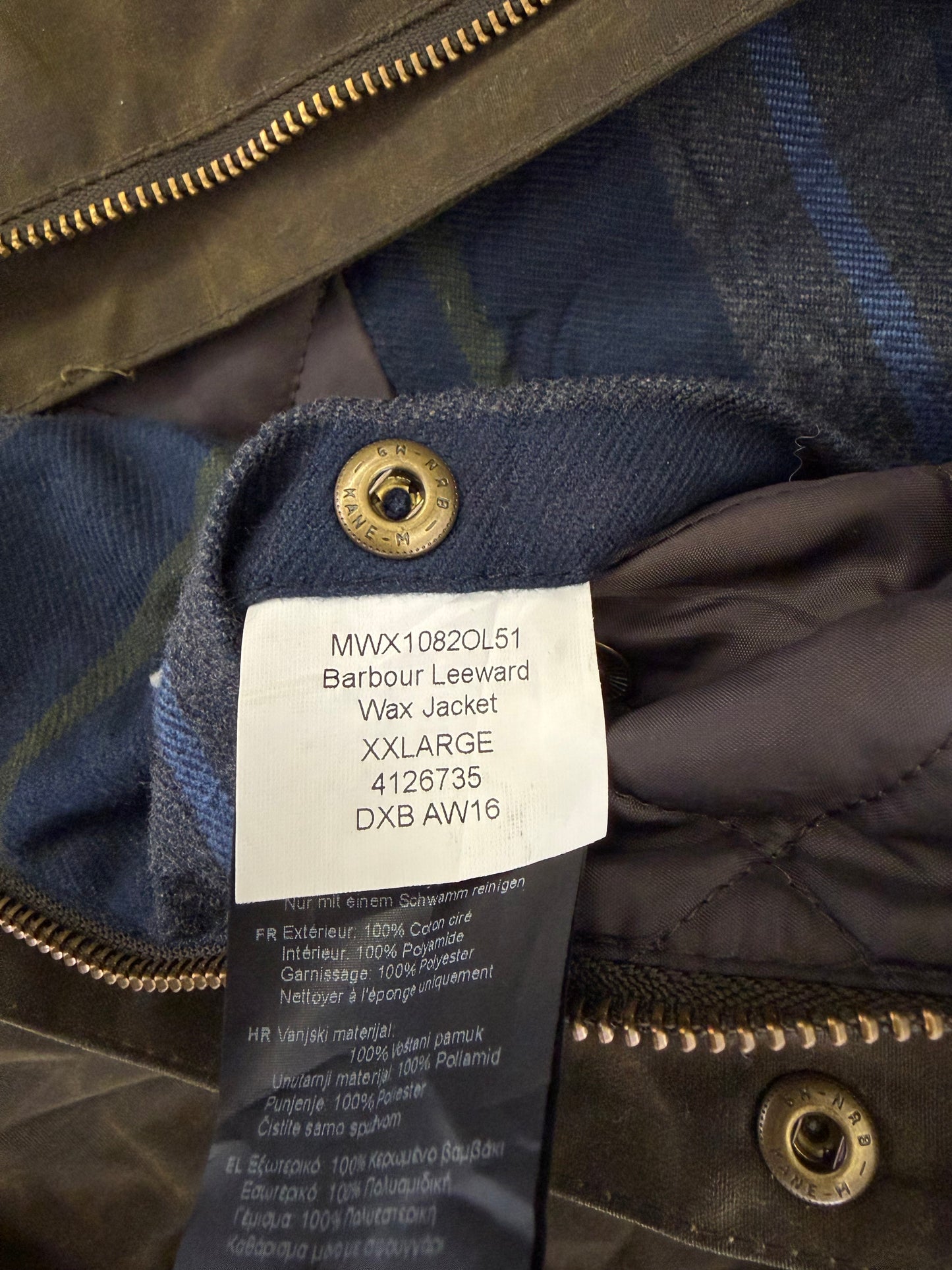 Giacca Barbour Uomo Verde cerata Leeward 2XL - Man Olive wax Leeward Jacket Size 2Xlarge