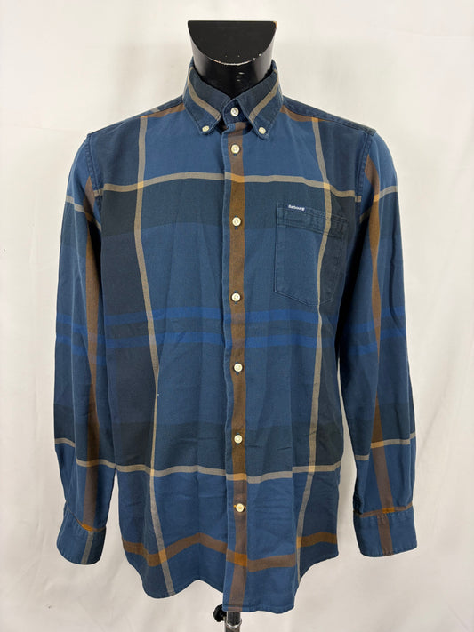 Camicia Barbour da uomo blu a fantasia in cotone taglia Medium