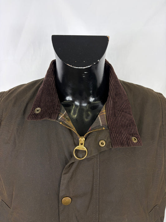 Barbour Gilet cerato da uomo Westmorland verde Large- Olive vintage Westmorland Waistcoat size Large