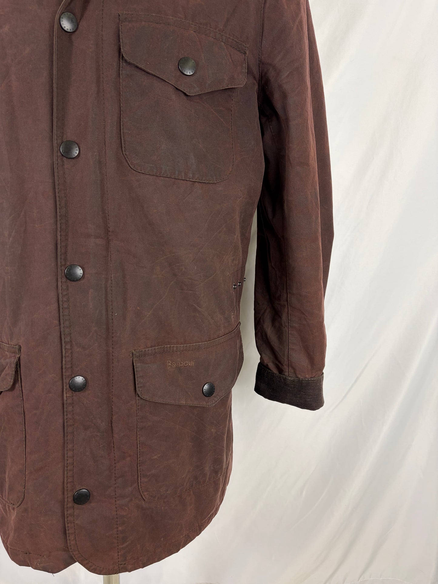 Giacca Barbour da uomo marrone cerata Eton Small - Man Brown Vintage wax Jacket Size Small