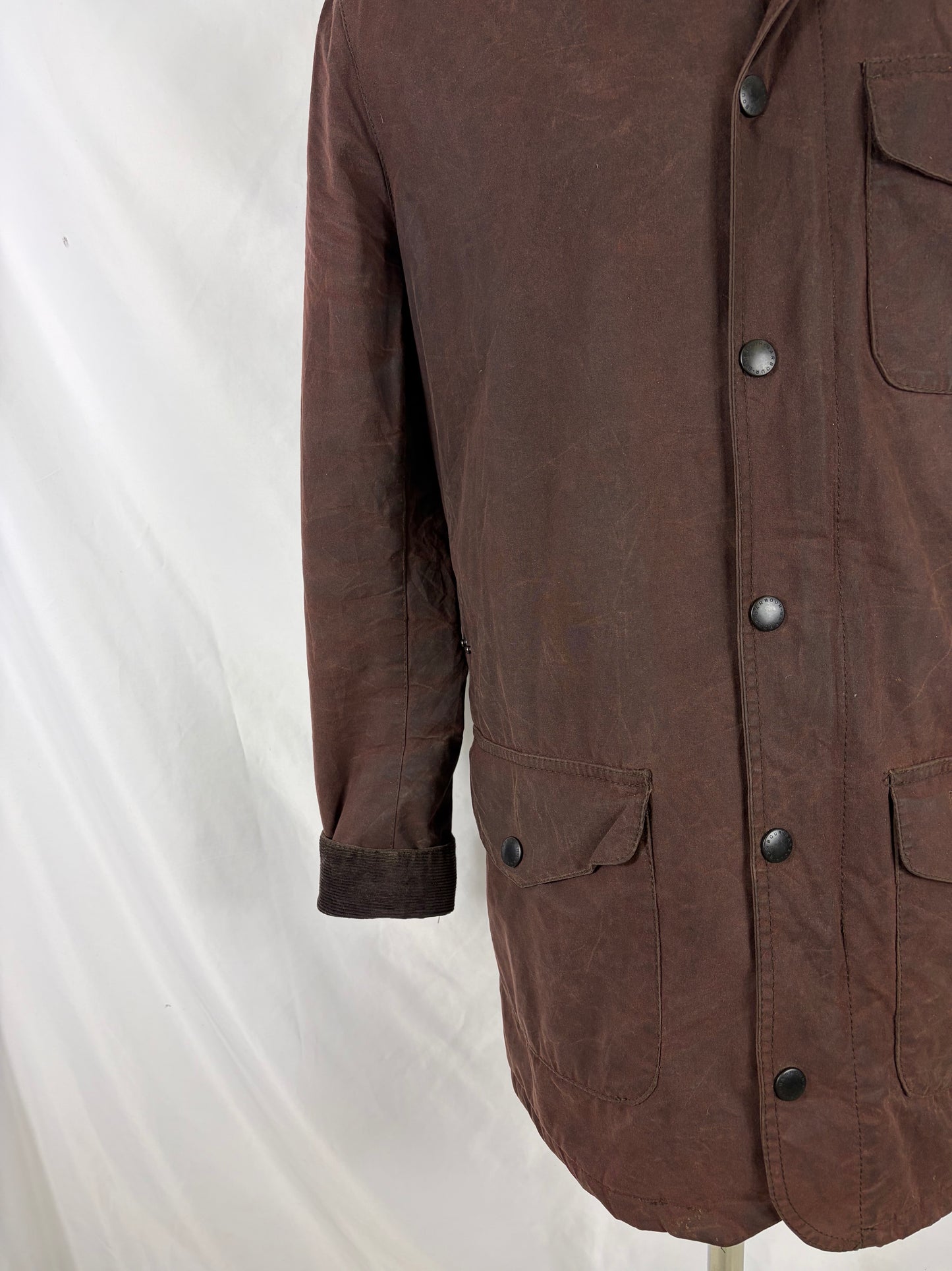 Giacca Barbour da uomo marrone cerata Eton Small - Man Brown Vintage wax Jacket Size Small