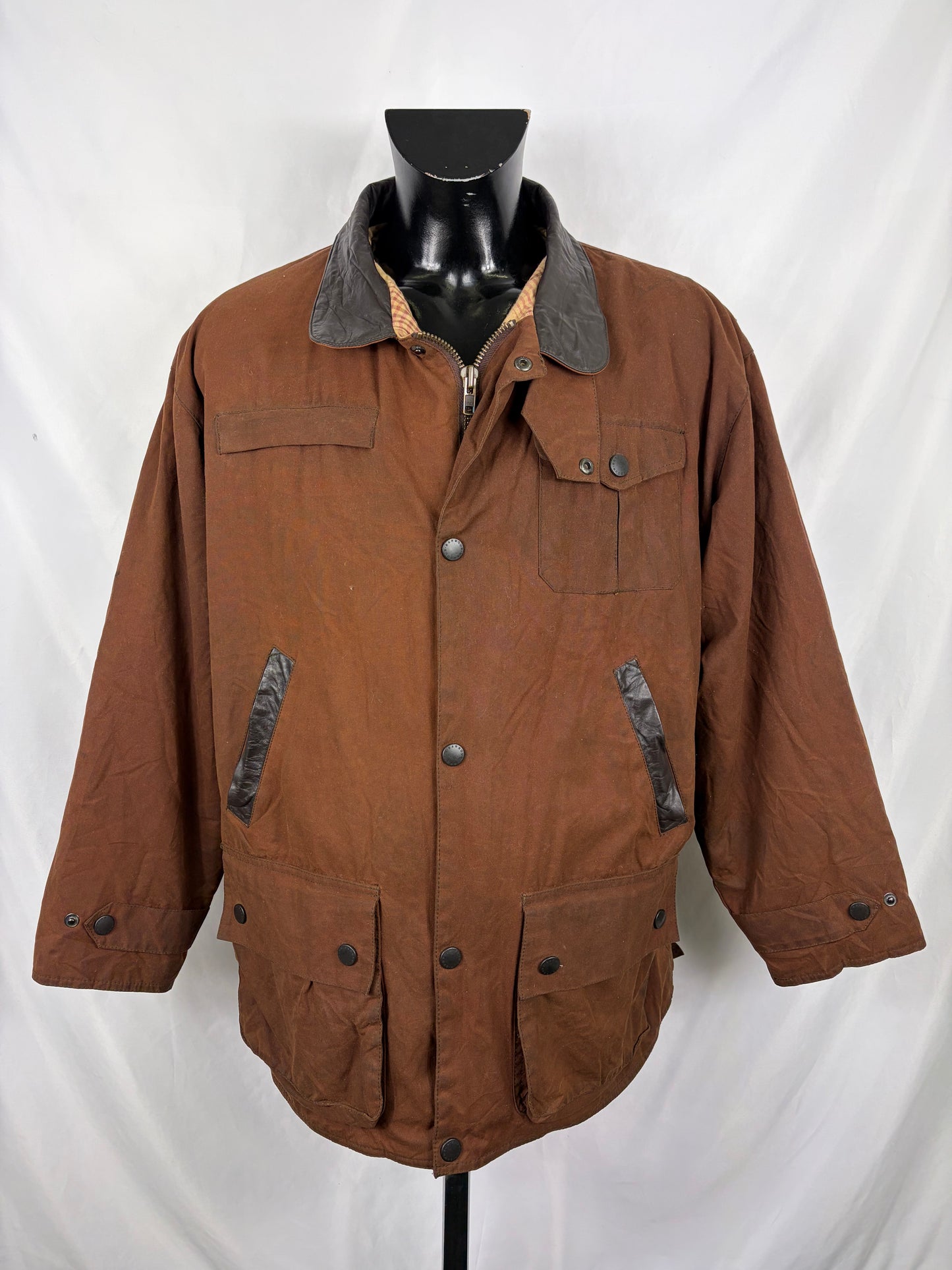 Barbour Giacca Uomo Bushman Marrone Large- Man Wax Brown Bushman Jacket Size Large