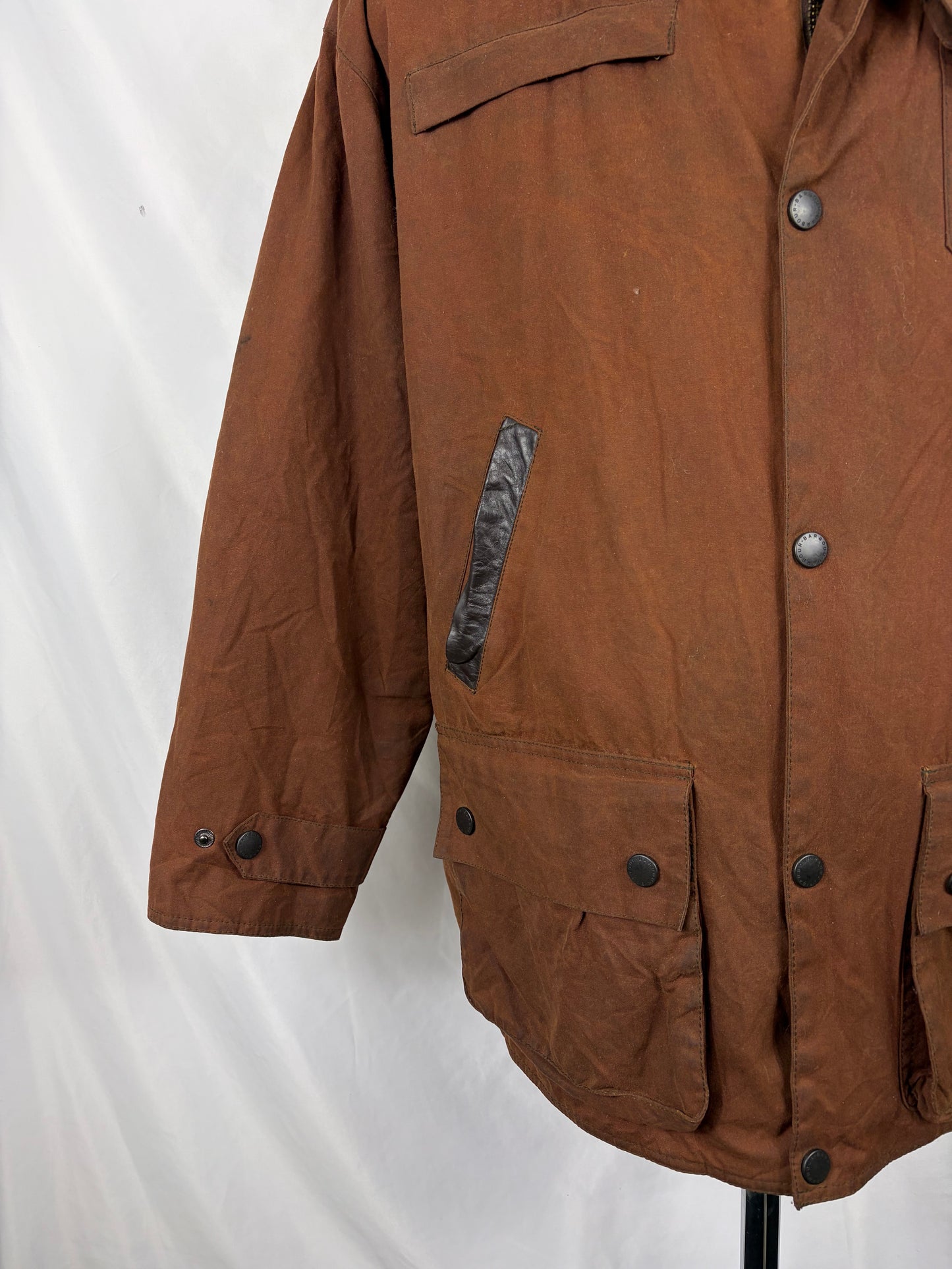Barbour Giacca Uomo Bushman Marrone Large- Man Wax Brown Bushman Jacket Size Large