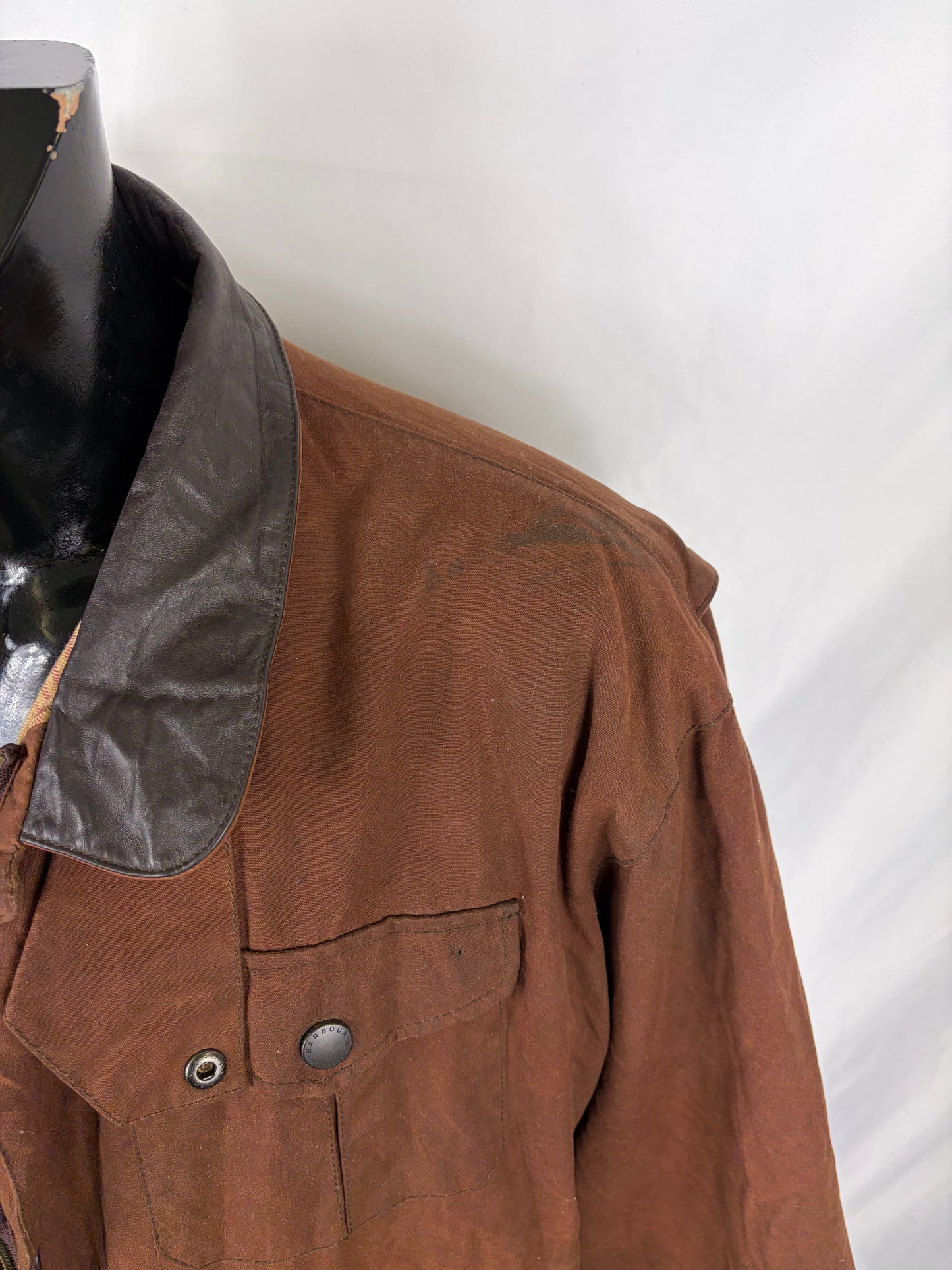 Barbour Giacca Uomo Bushman Marrone Large- Man Wax Brown Bushman Jacket Size Large