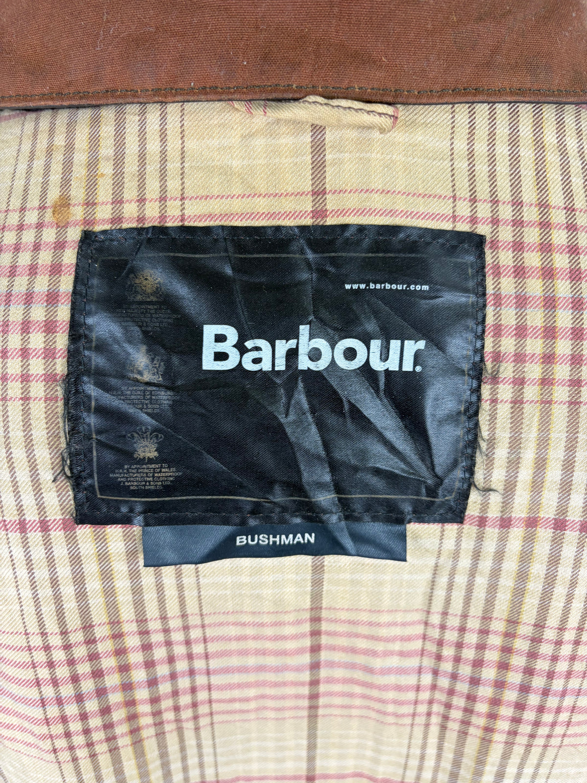 Barbour Giacca Uomo Bushman Marrone Large- Man Wax Brown Bushman Jacket Size Large