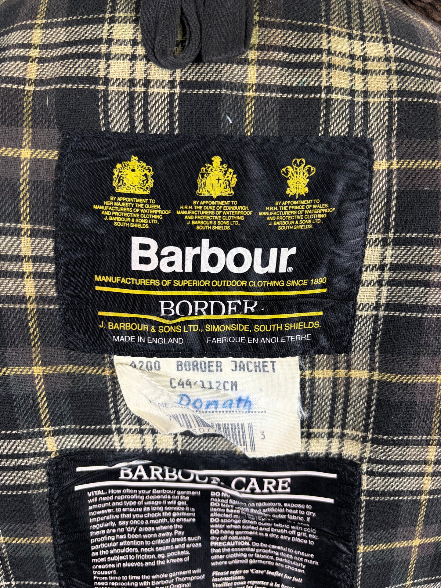 Barbour Uomo Border vintage verde Cerato C44/112cm Green Border Wax Coat XLarge