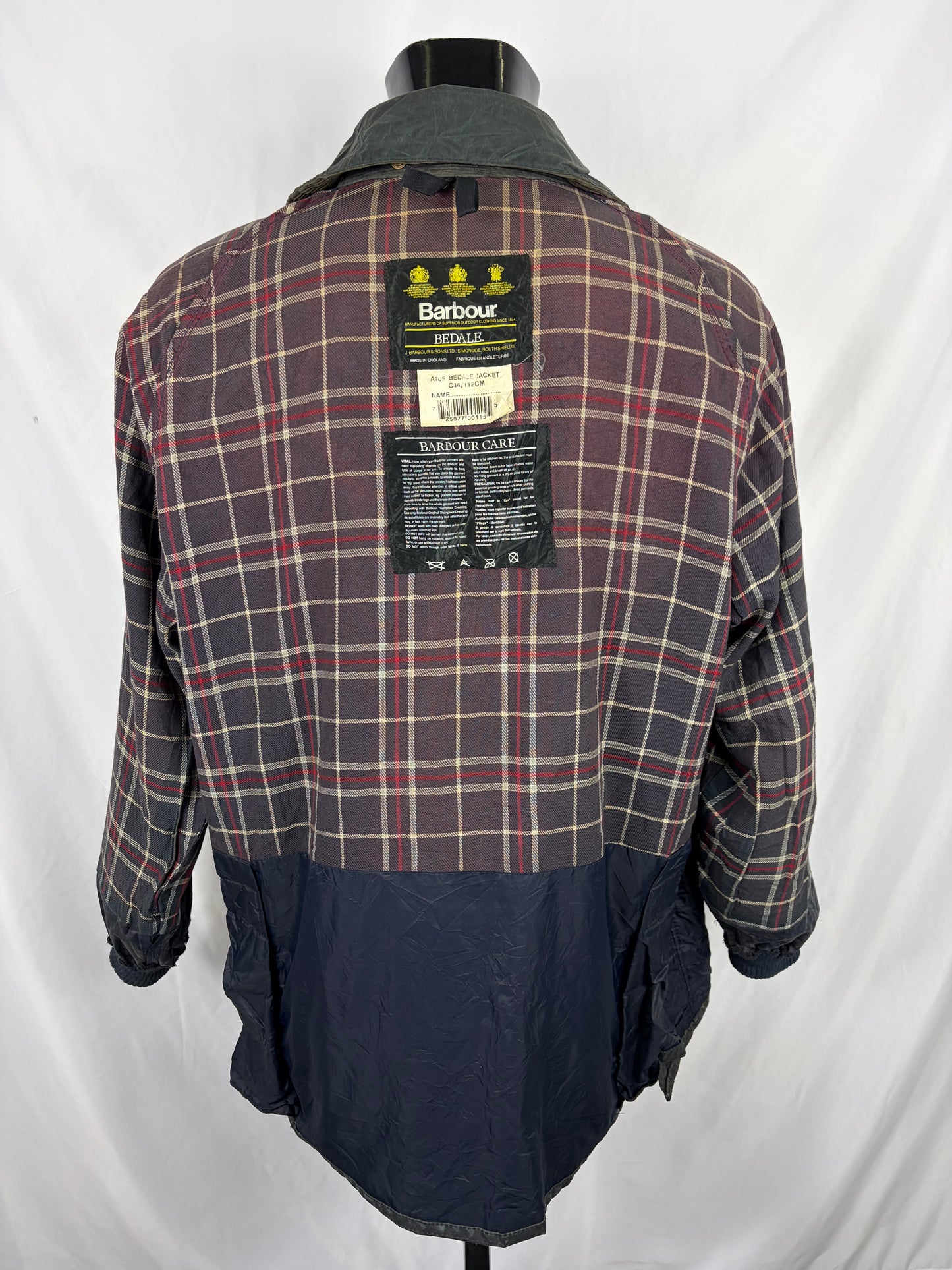 Giacca Barbour Blu Bedale C44/112 cm Man Navy Vintage Bedale wax jacket c44 Large/XL