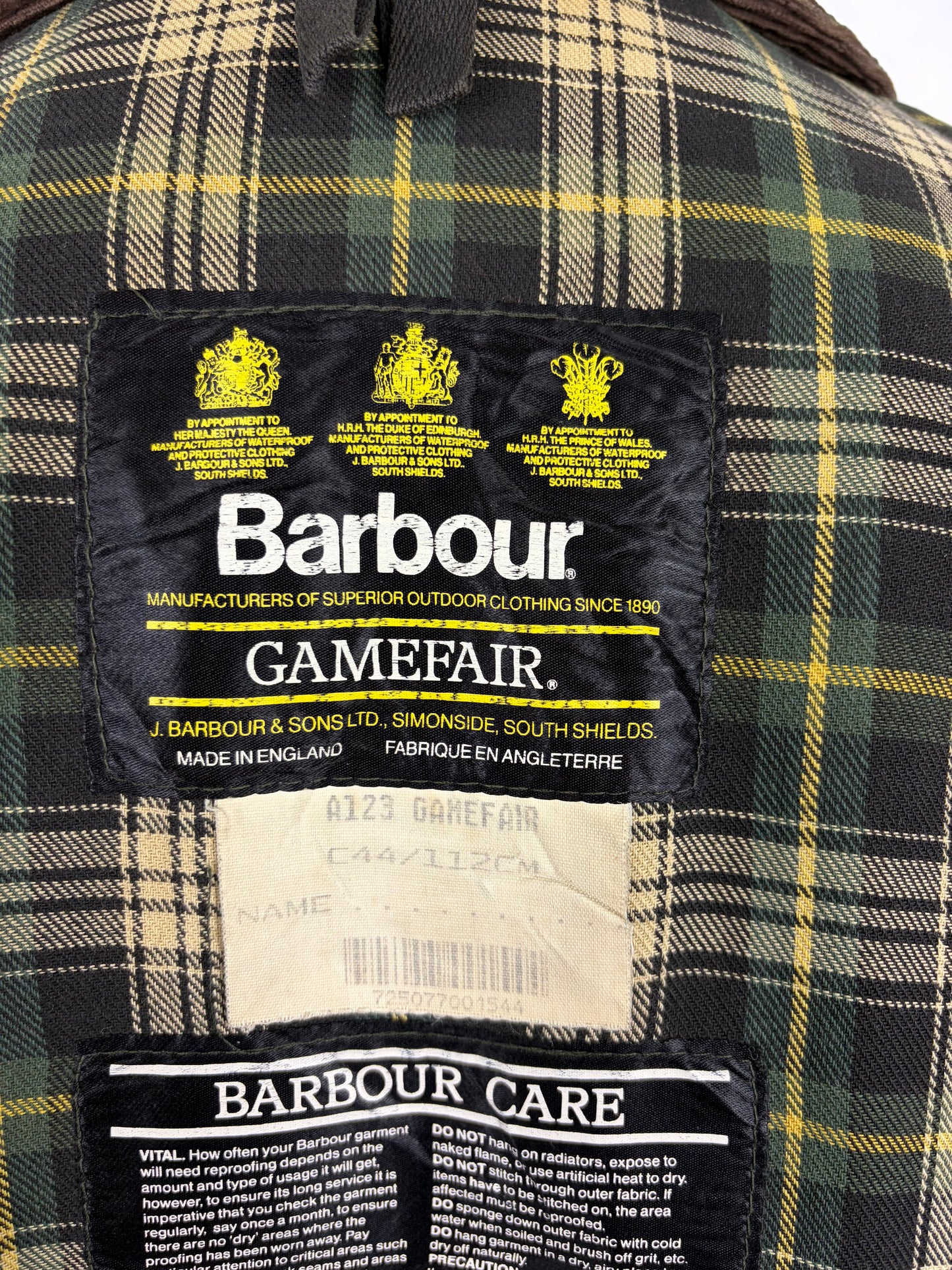 Barbour Gamefair Verde C44/112 cm Man Green Wax Vintage Gamefair Vintage Jacket  Size XL