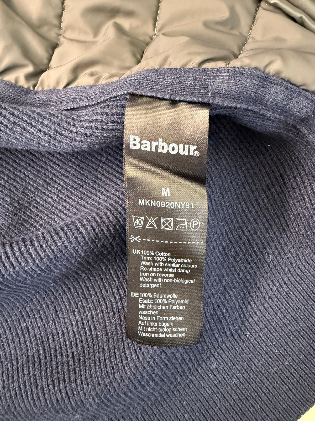 Gilet Barbour blu in cotone trapuntato taglia Medium