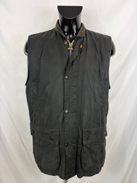 Barbour Gilet cerato da uomo Westmorland Blu Large- Navy vintage Waxed Westmorland Waistcoat size L