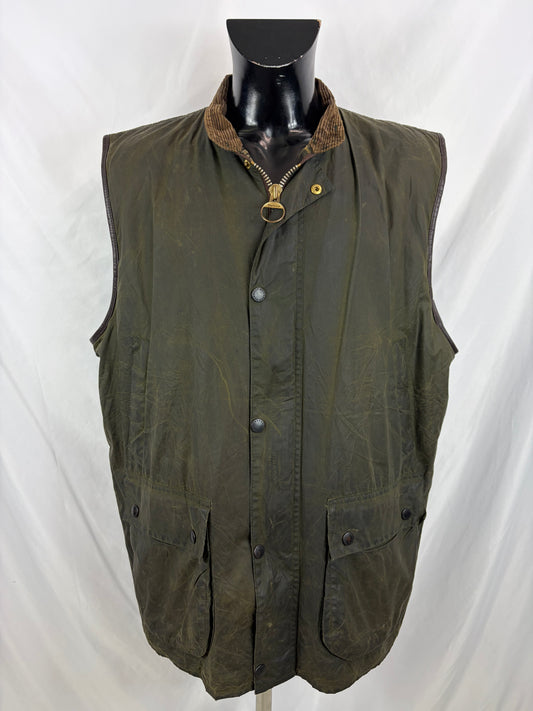 Barbour Gilet cerato da uomo Westmorland Verde  XXLarge- Green vintage Waxed Westmorland Waistcoat size XXL