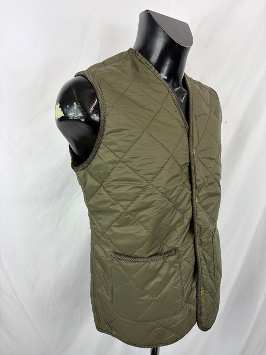 Gilet nuovo trapuntato verde by Shop in London con bordino in velluto