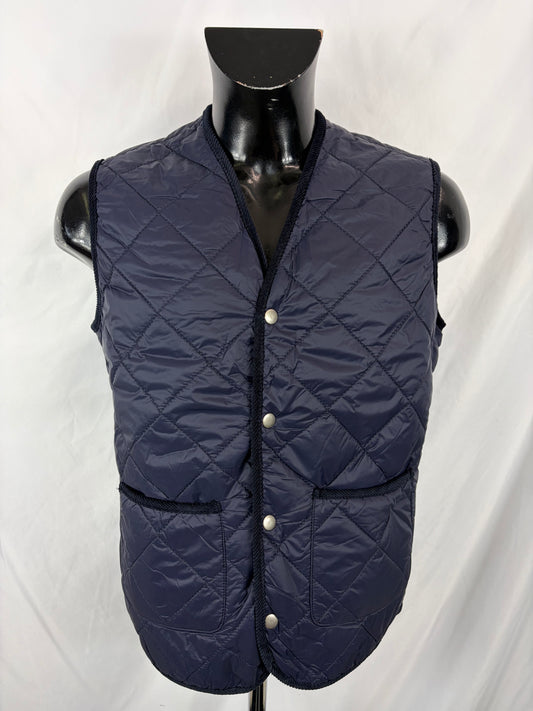Gilet nuovo trapuntato blu by Shop in London con bordino in velluto