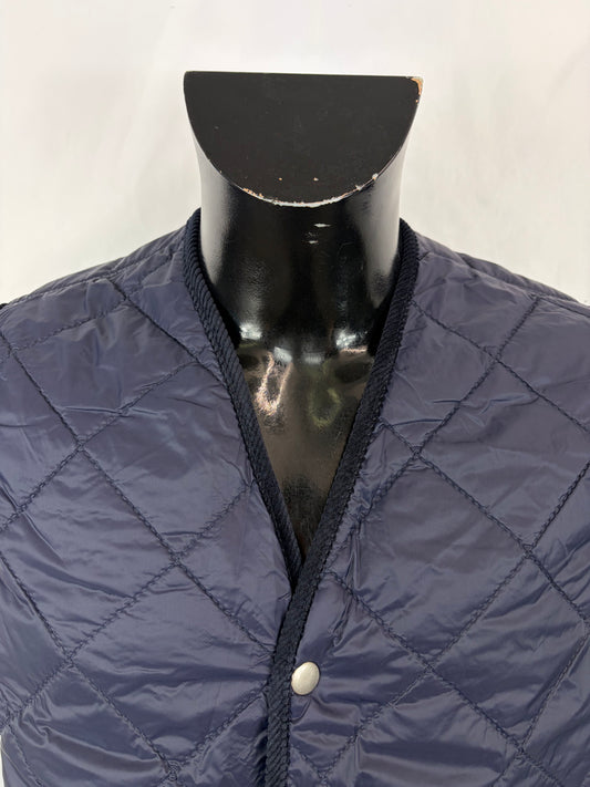 Gilet nuovo trapuntato blu by Shop in London con bordino in velluto