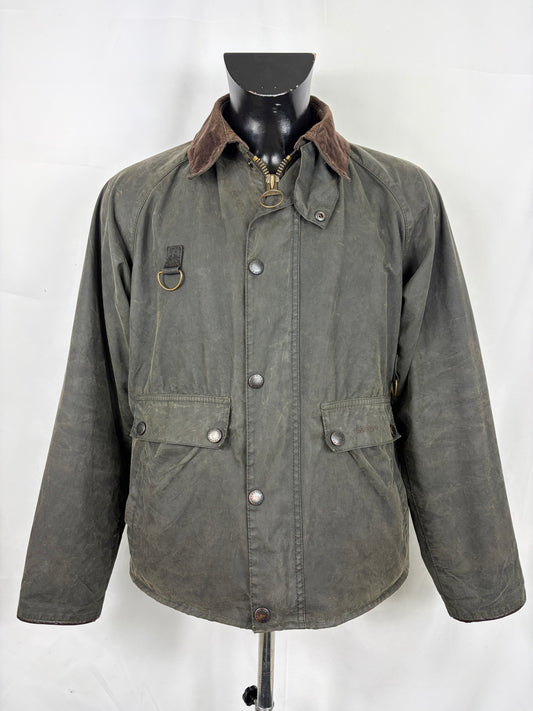 Giacca Barbour verde corto Standen Taglia L - Man Green Short Waxed Jacket size Large