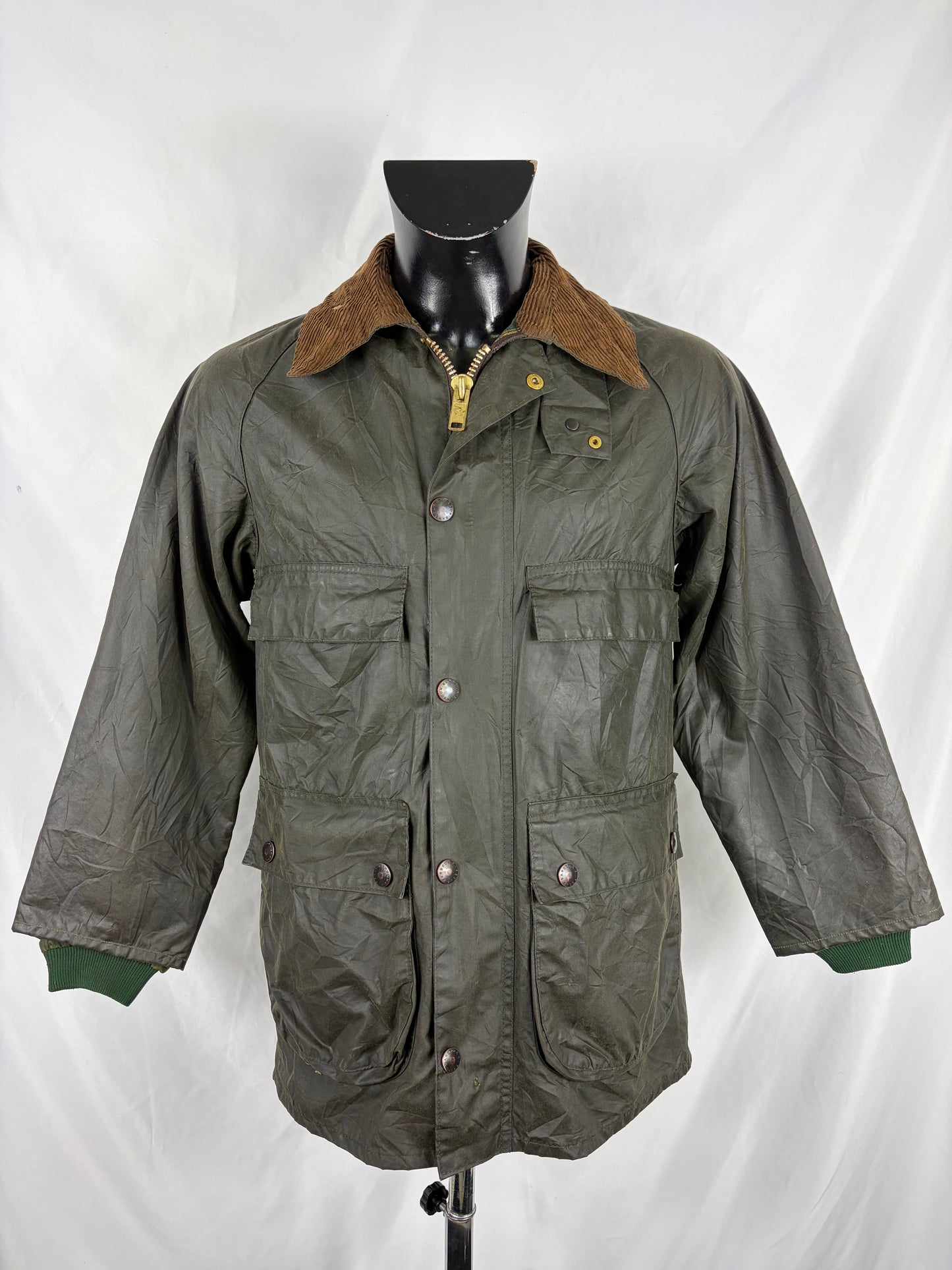 RARO Barbour Bedale 4 tasche C34/86 CM Man Green vintage Bedale Jacket XSmall 4 pockets C36
