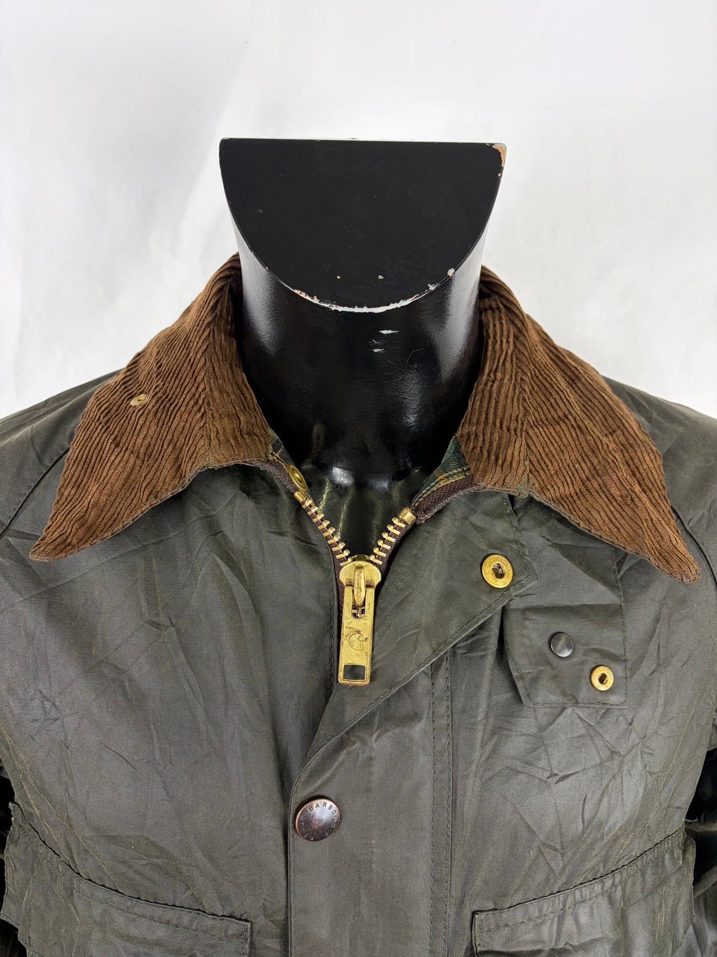 RARO Barbour Bedale 4 tasche C34/86 CM Man Green vintage Bedale Jacket XSmall 4 pockets C36