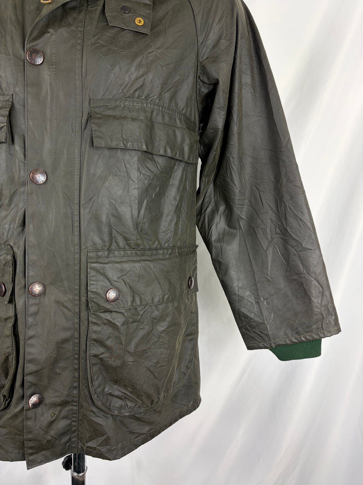 RARO Barbour Bedale 4 tasche C34/86 CM Man Green vintage Bedale Jacket XSmall 4 pockets C36