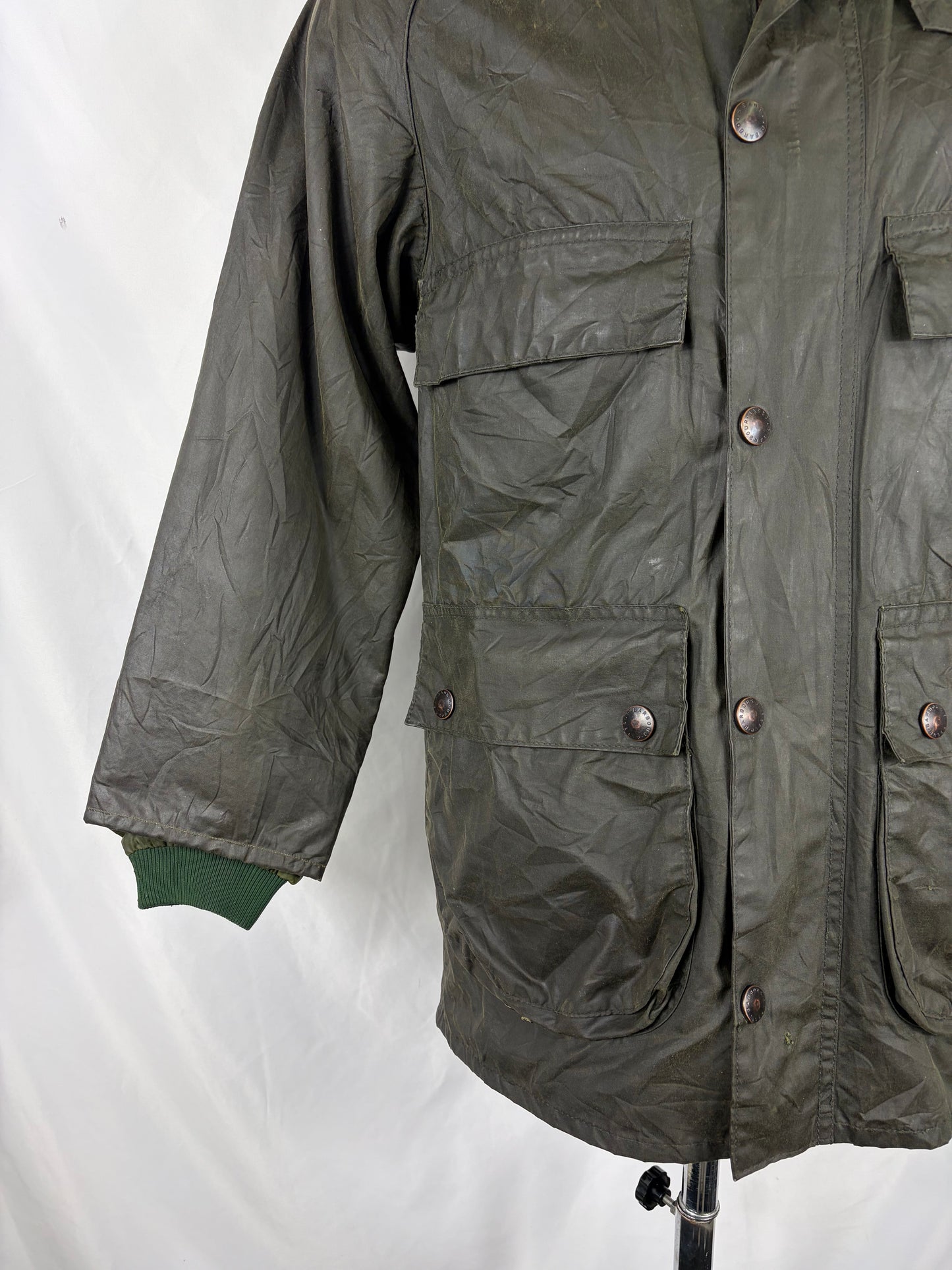 RARO Barbour Bedale 4 tasche C34/86 CM Man Green vintage Bedale Jacket XSmall 4 pockets C36