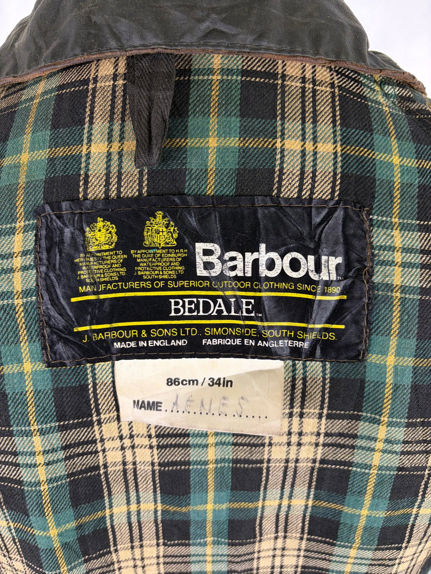 RARO Barbour Bedale 4 tasche C34/86 CM Man Green vintage Bedale Jacket XSmall 4 pockets C36