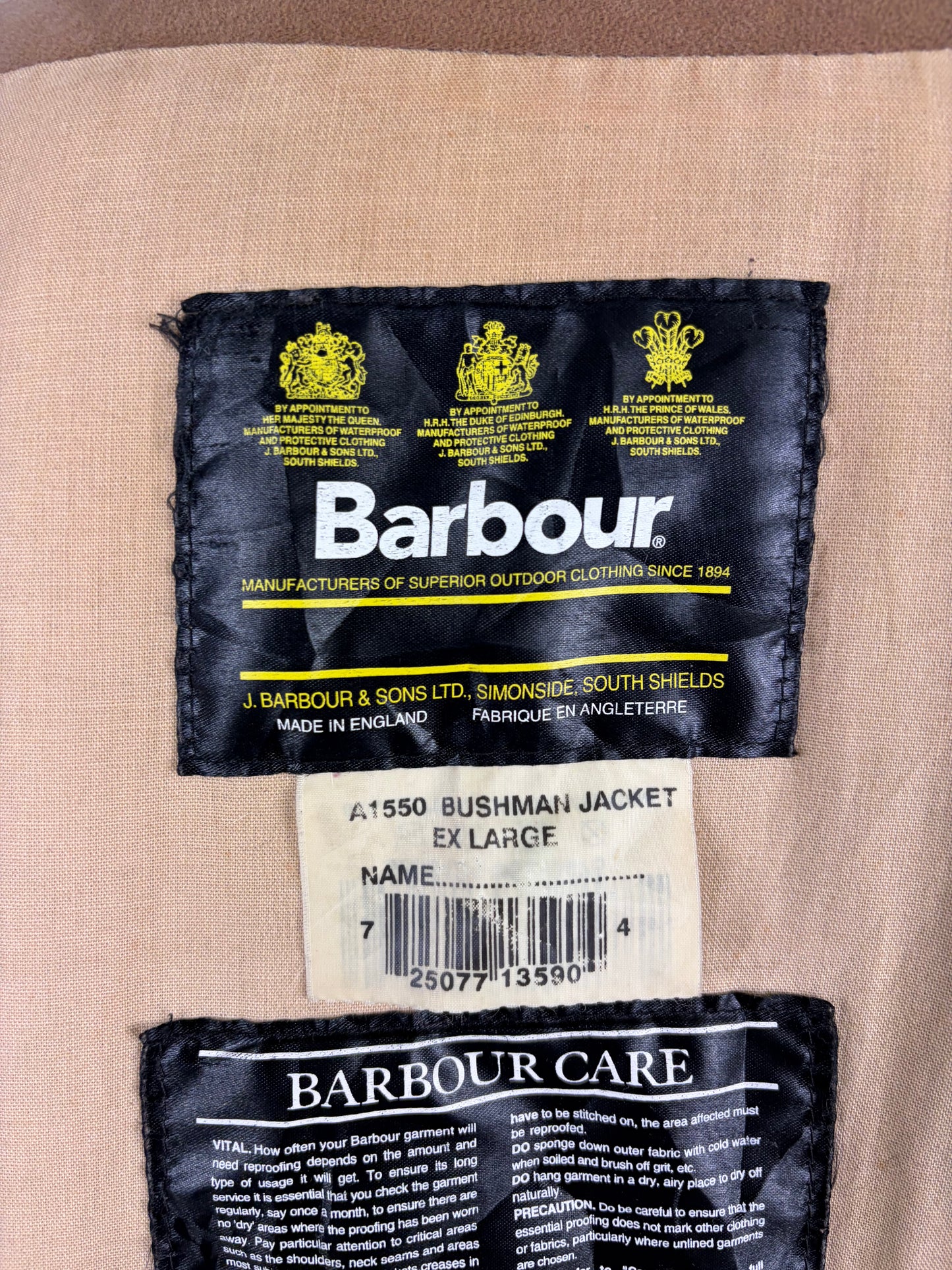 Barbour Giacca Uomo Bushman Marrone XLarge- Man Wax Brown Bushman Jacket Size XLarge