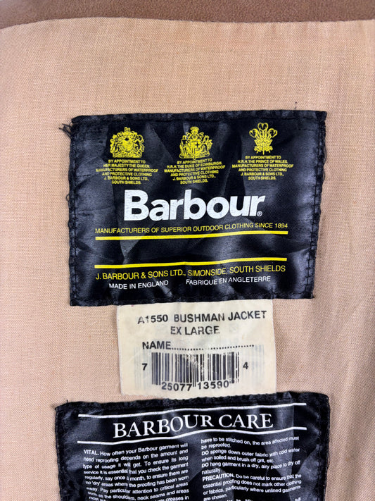 Barbour Giacca Uomo Bushman Marrone XLarge- Man Wax Brown Bushman Jacket Size XLarge
