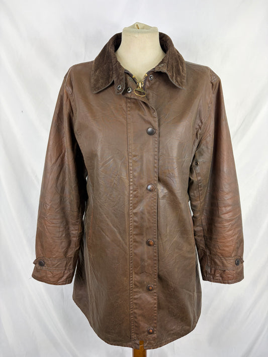 Giacca Barbour Newmarket donna marrone UK14 tg. 44 Lady Wax Brown Newmarket jacket Size Uk14