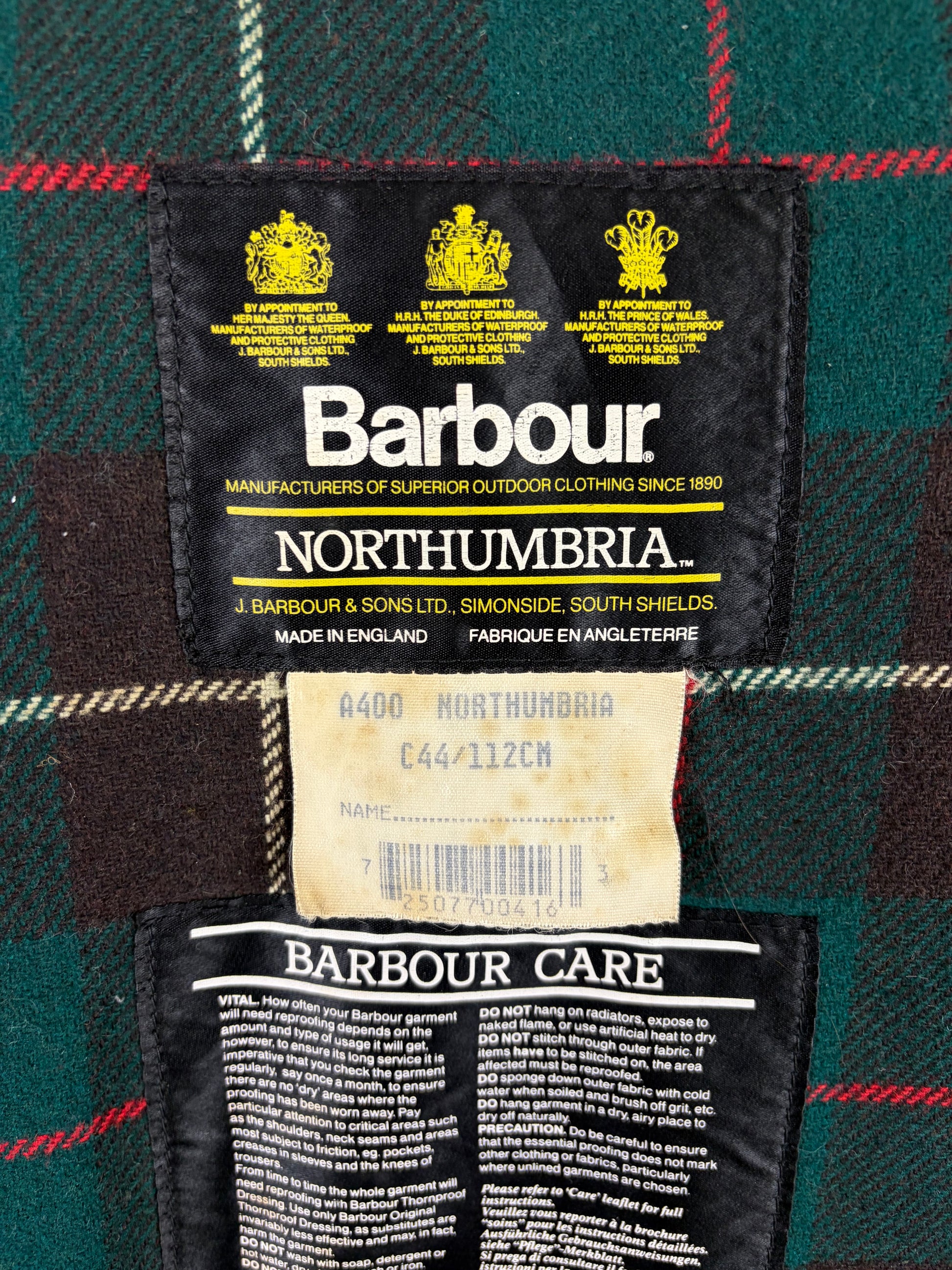 RARO Barbour Vintage Northumbria C44/112cm-Green Waxed Northumbria Jacket  Size Xlarge - Shop In London