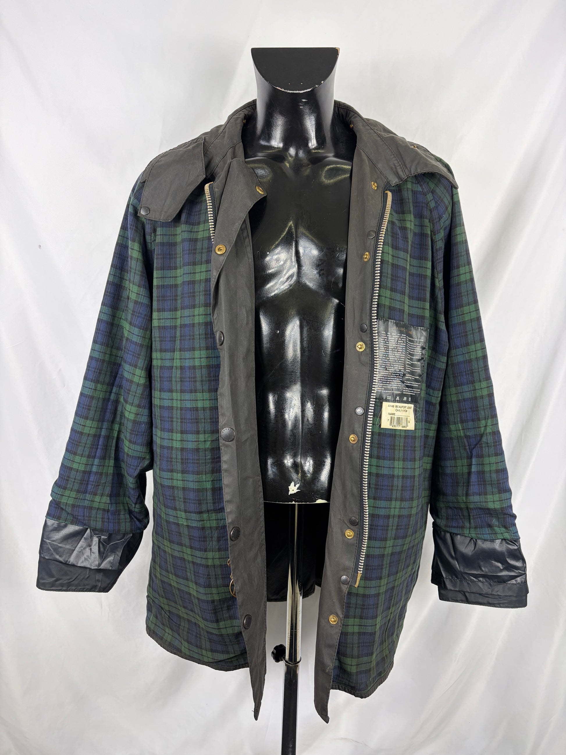 Barbour Giacca Beaufort vintage nero C46/117cm - Man Black Beaufort Waxed jacket Size XL - Shop In London