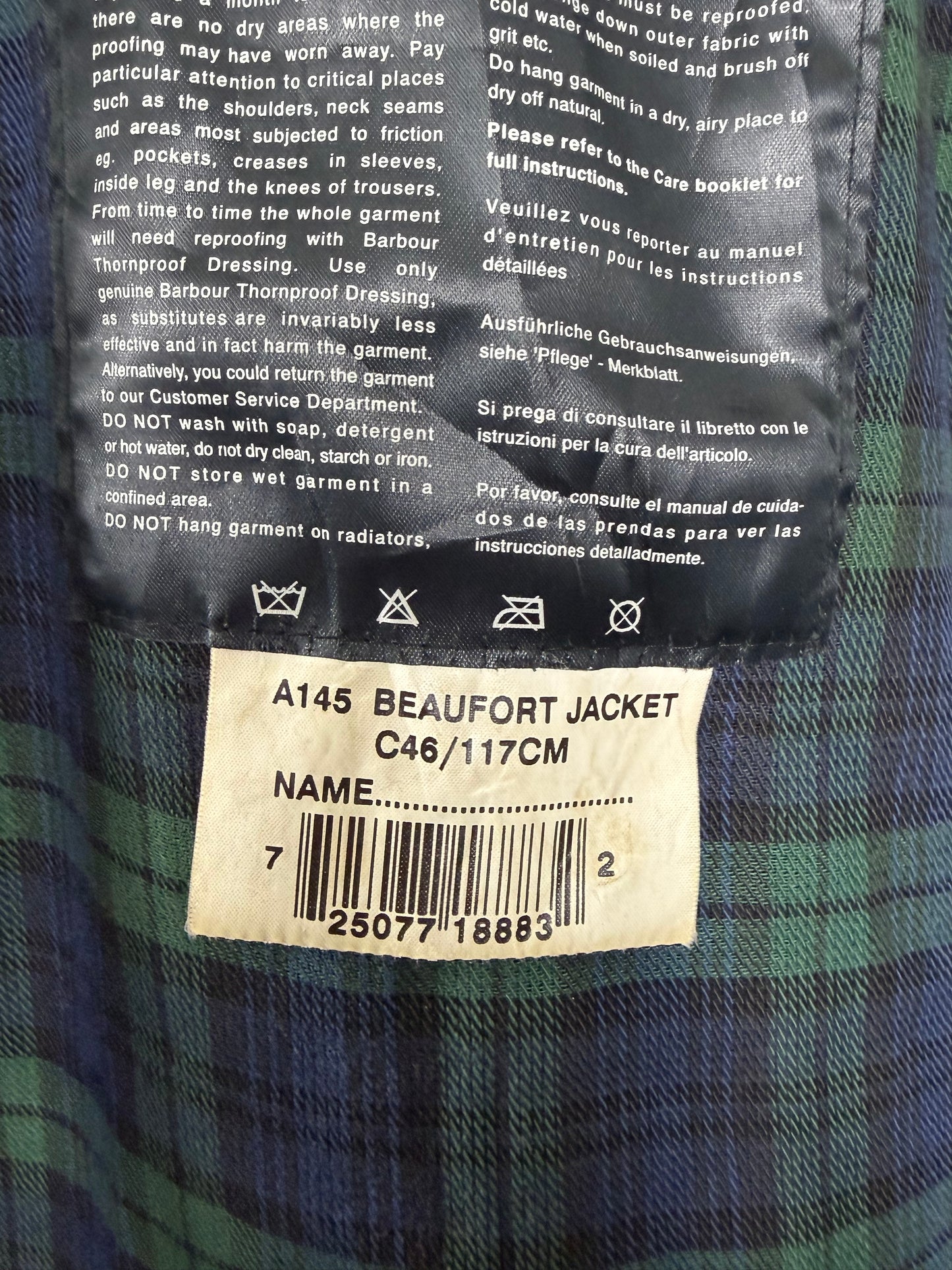 Barbour Giacca Beaufort vintage nero C46/117cm - Man Black Beaufort Waxed jacket Size XL - Shop In London