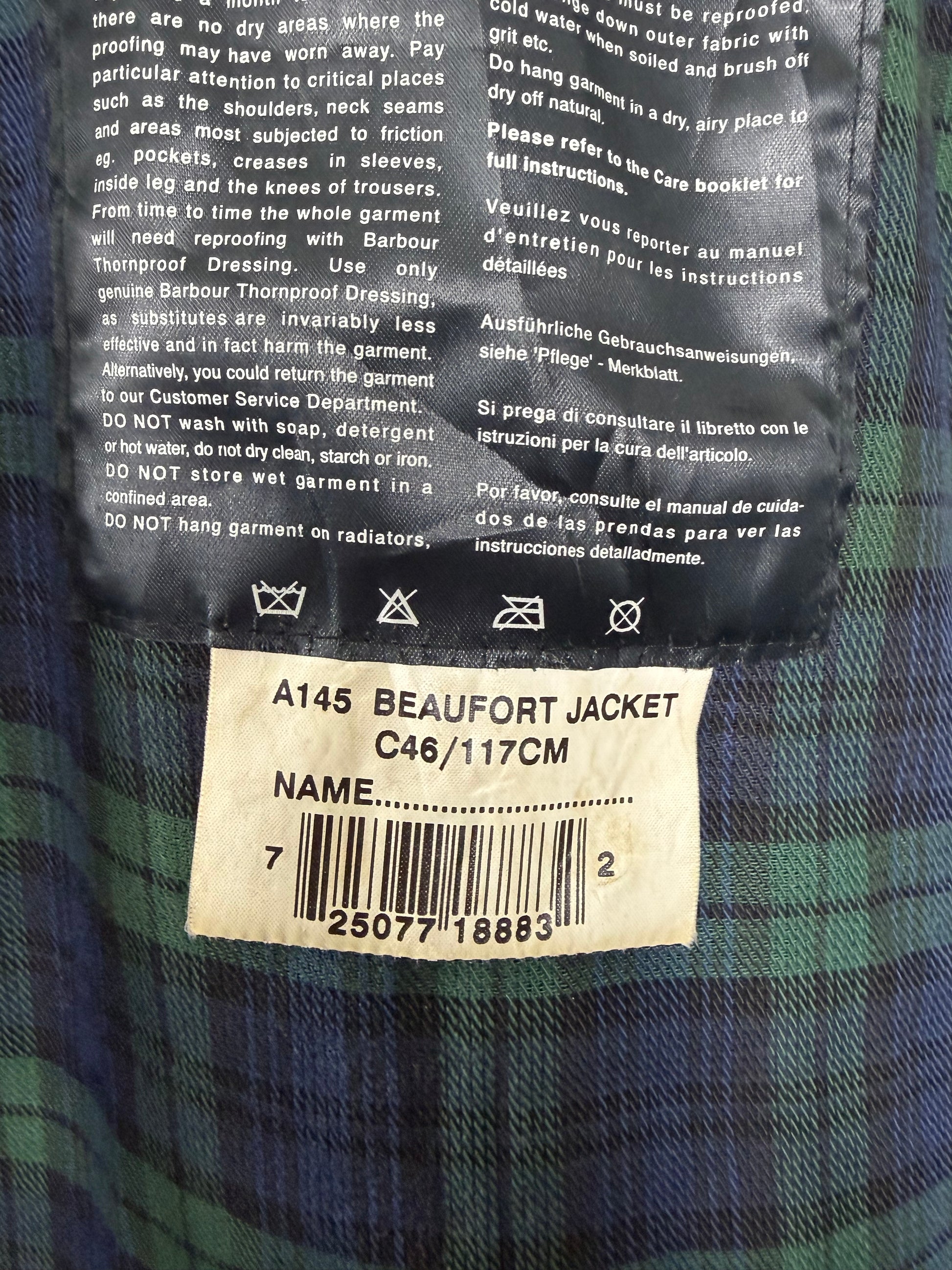 Barbour Giacca Beaufort vintage nero C46/117cm - Man Black Beaufort Waxed jacket Size XL - Shop In London