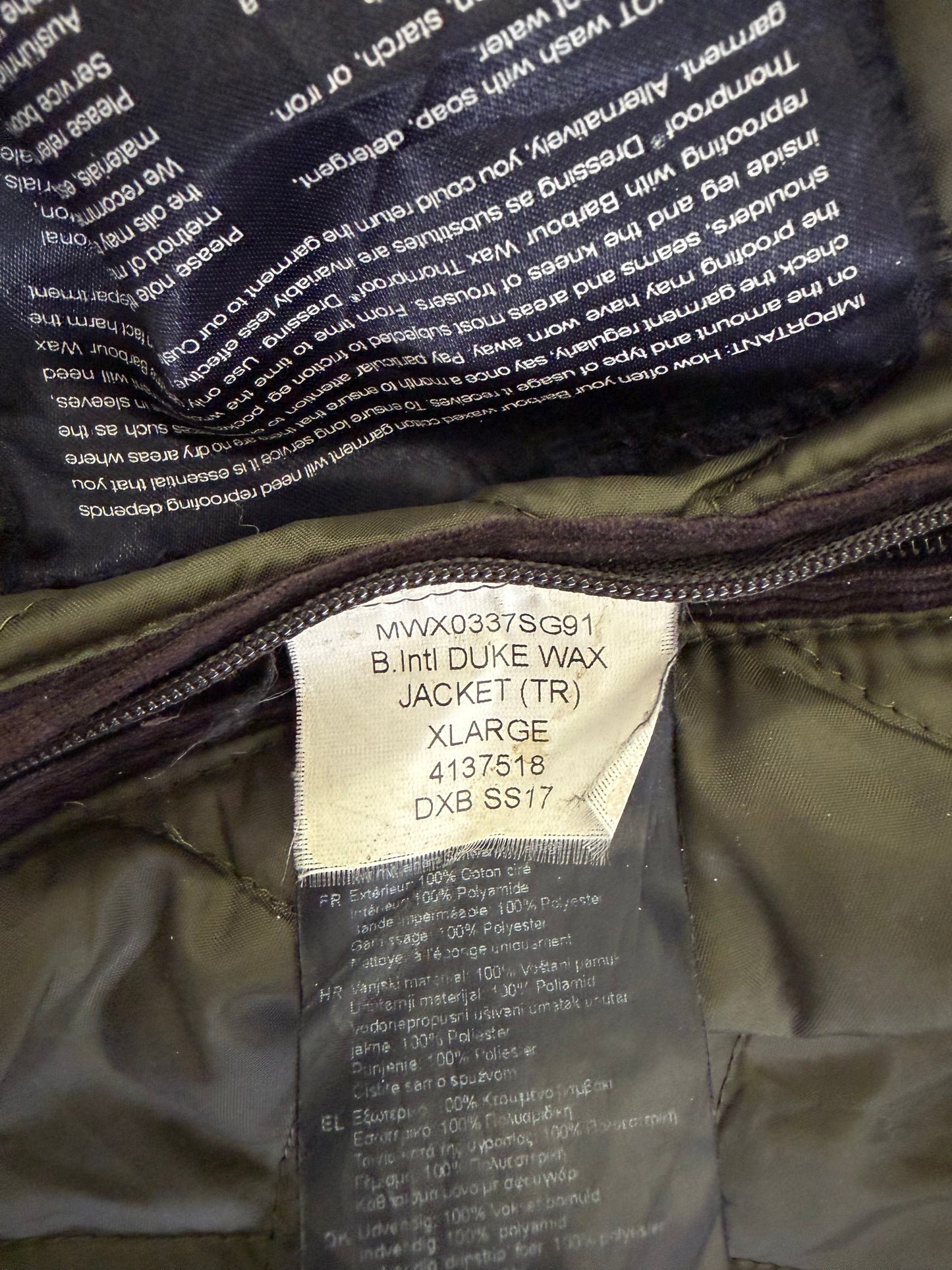 Giacca Barbour International Duke Verde XL - Man Sage Duke wax Jacket Size XL
