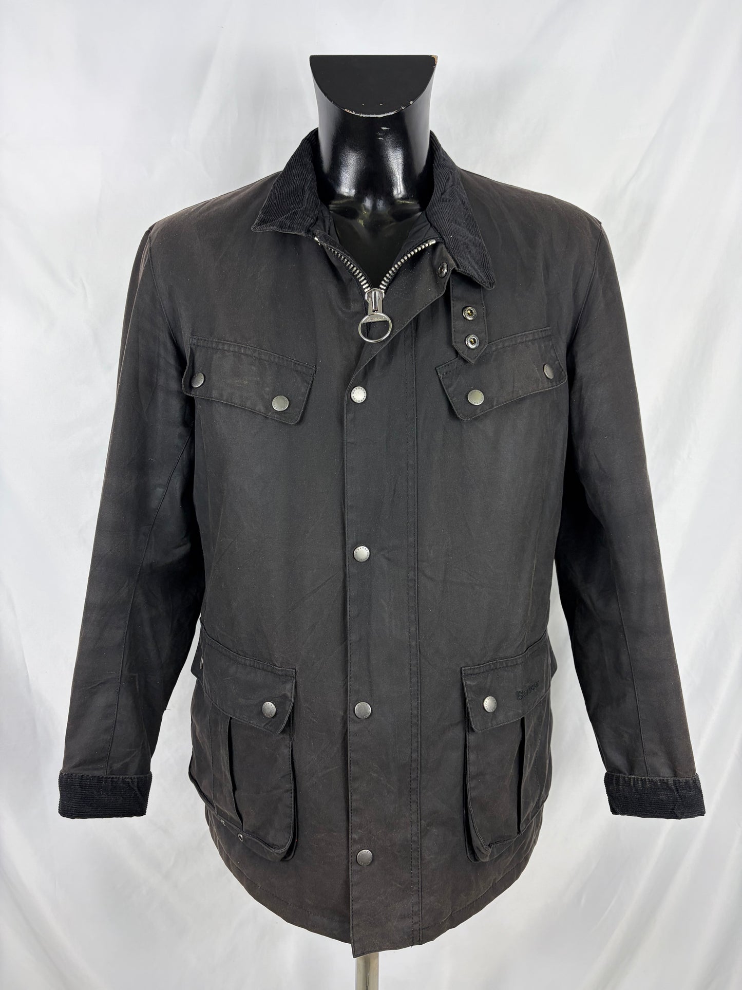 Giacca Barbour International Duke Nero Large - Man Black Duke wax Jacket Size L