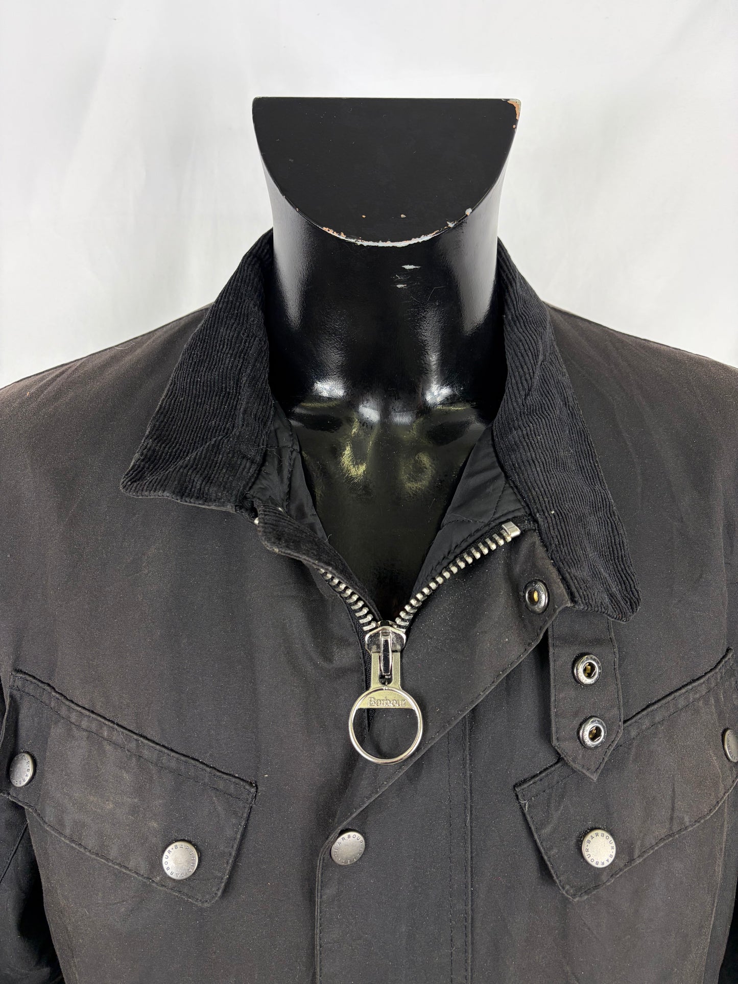 Giacca Barbour International Duke Nero Large - Man Black Duke wax Jacket Size L