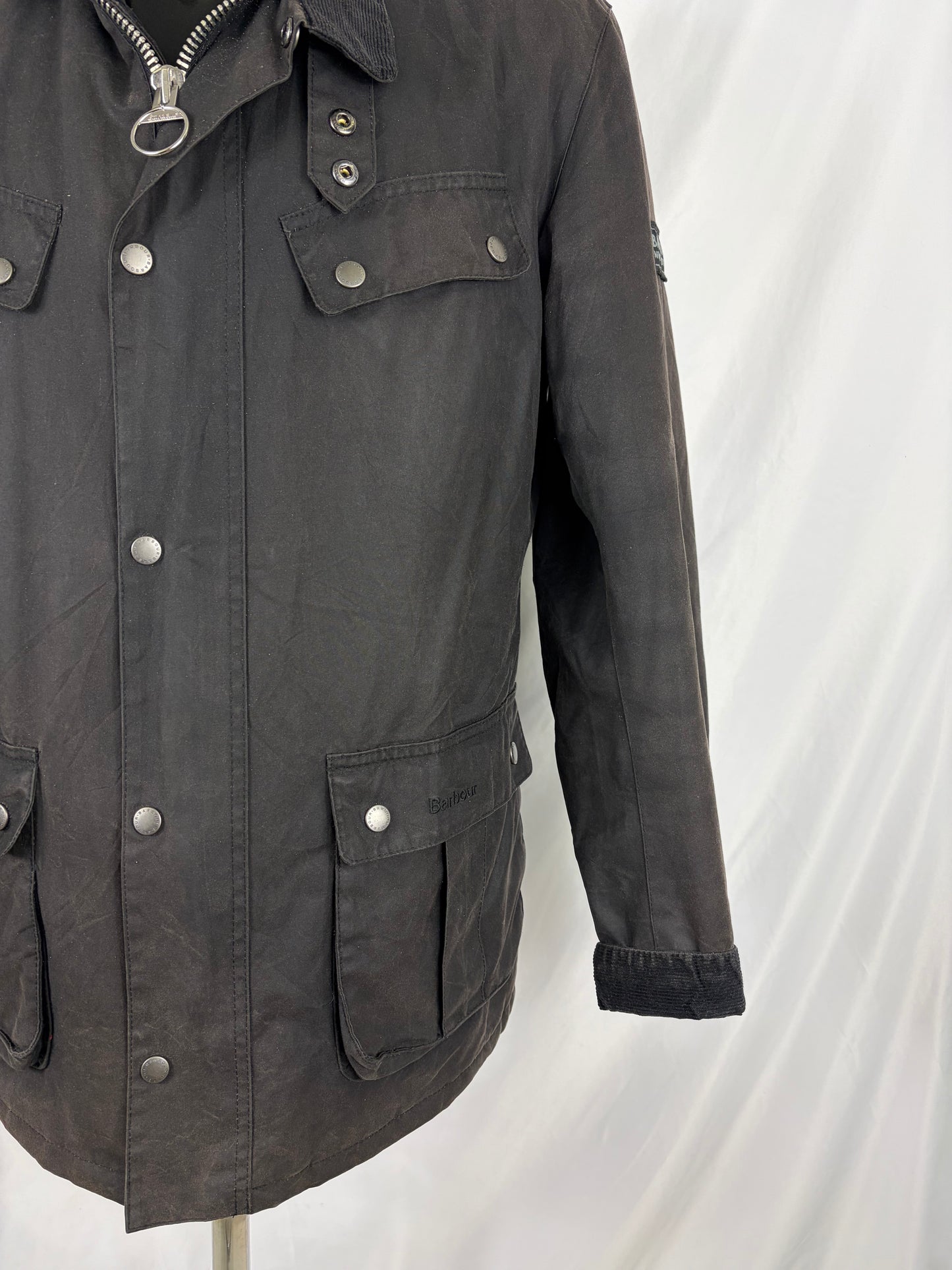 Giacca Barbour International Duke Nero Large - Man Black Duke wax Jacket Size L