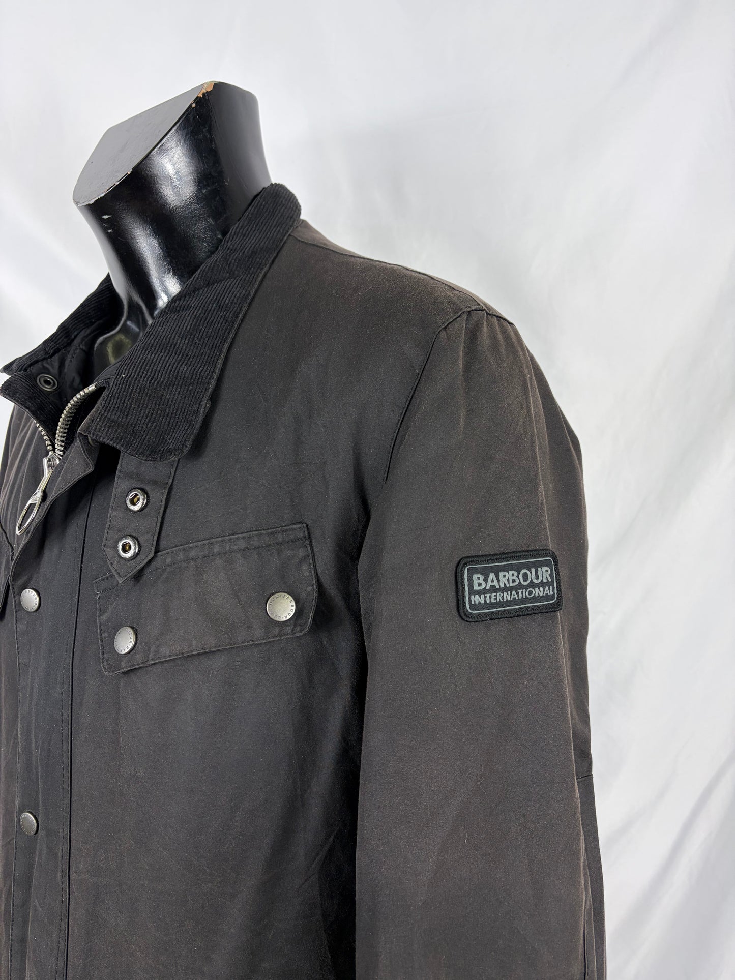 Giacca Barbour International Duke Nero Large - Man Black Duke wax Jacket Size L