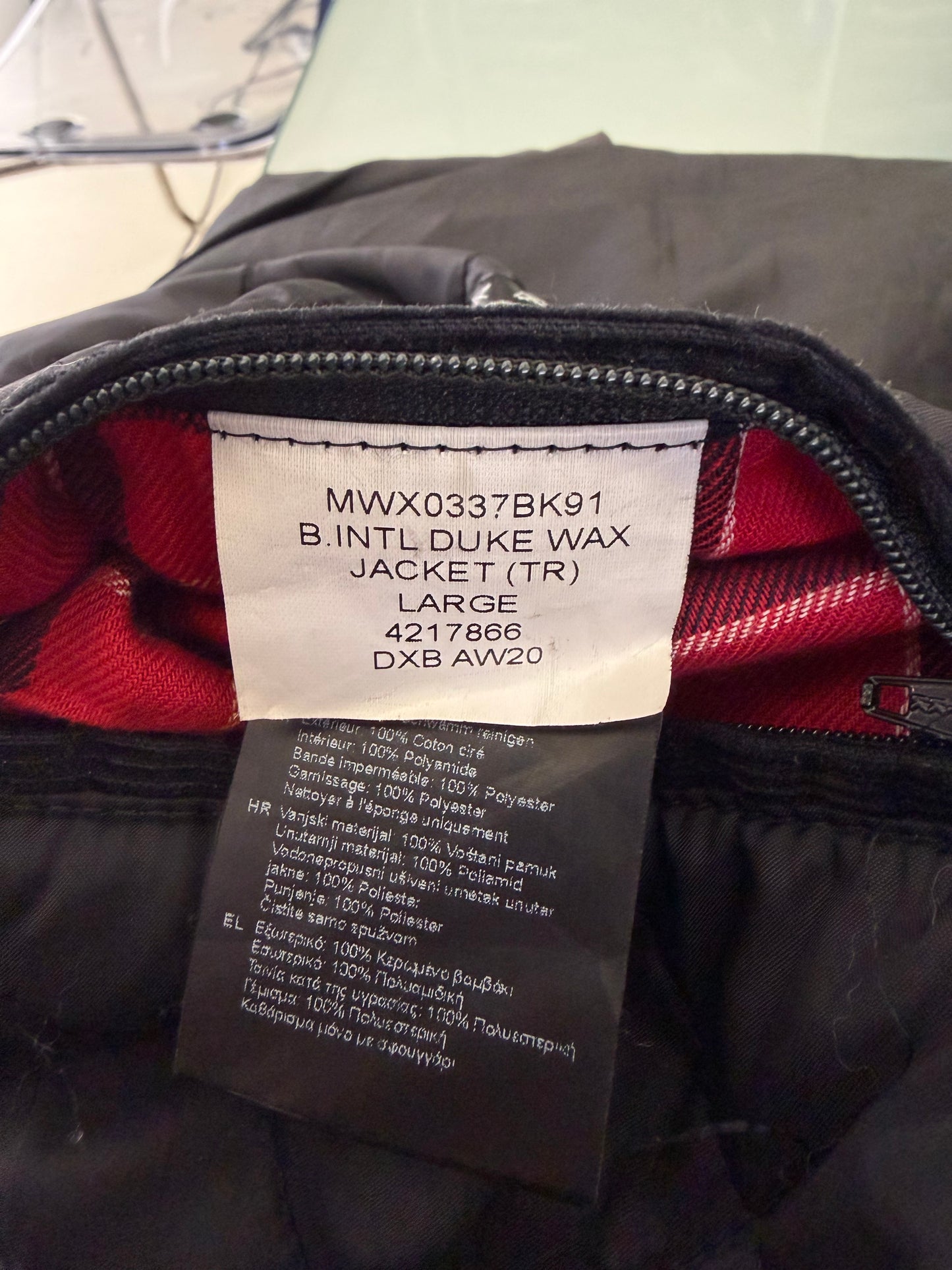 Giacca Barbour International Duke Nero Large - Man Black Duke wax Jacket Size L