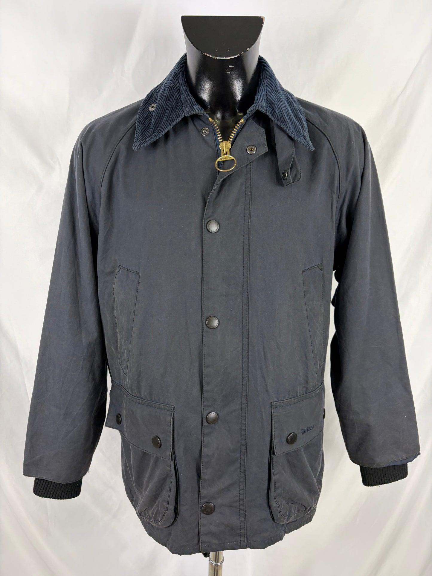 Barbour Giacca Bedale Uomo Vintage Blu C38/97 cm Bedale waxed Navy Jacket size Medium