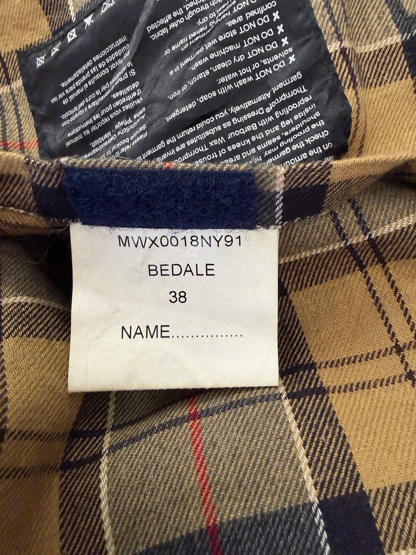 Barbour Giacca Bedale Uomo Vintage Blu C38/97 cm Bedale waxed Navy Jacket size Medium