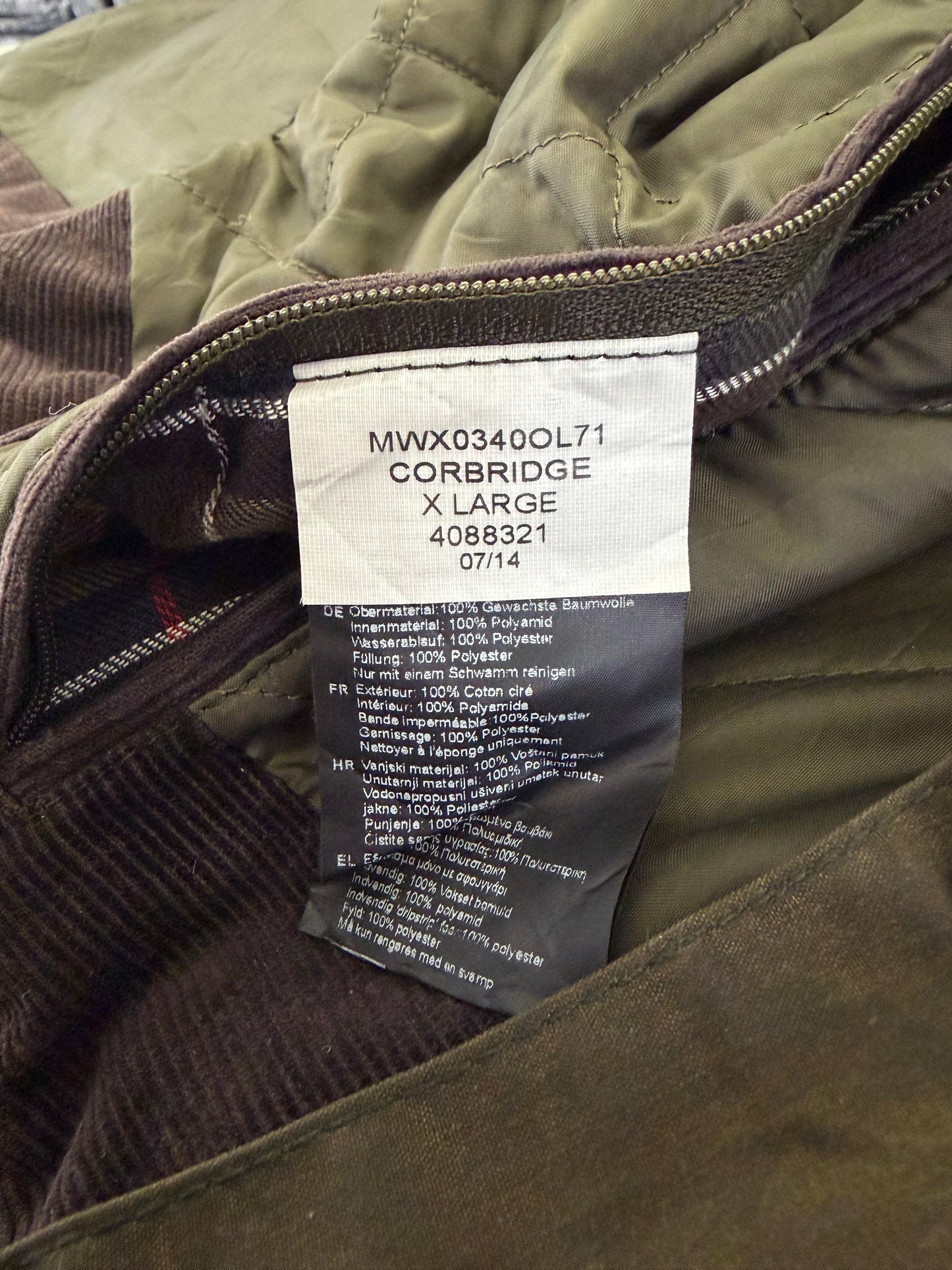 Barbour Giacca Uomo Corbridge Verde XLarge Man Olive Waxed Corbridge Jacket Size XLarge
