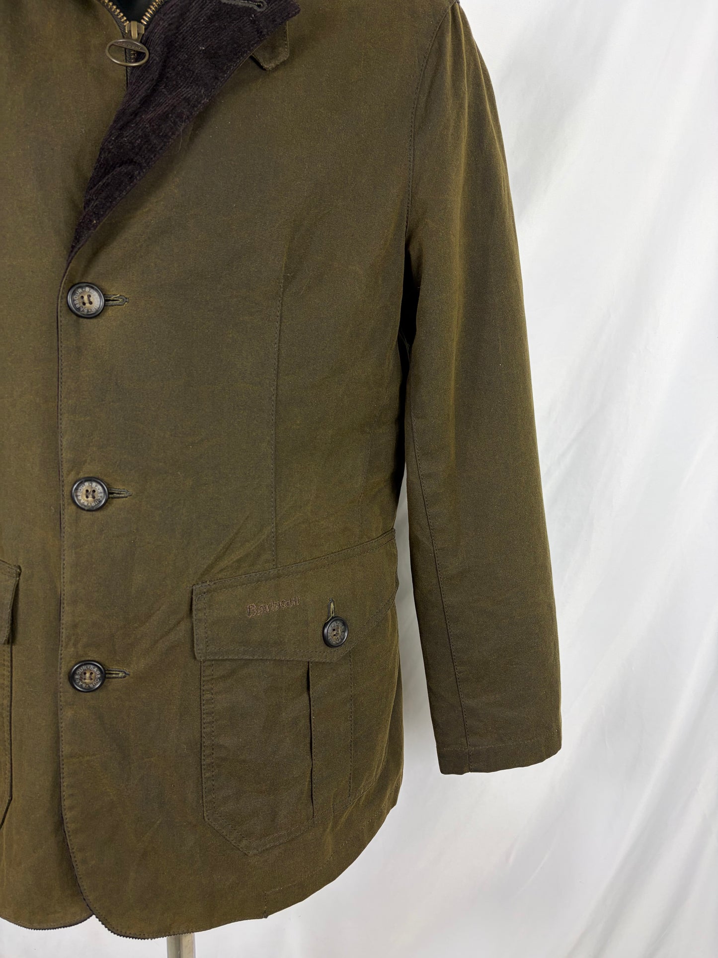 Giacca Barbour Uomo verde cerato Lutz Medium- Olive waxed cotton Jacket Size Medium