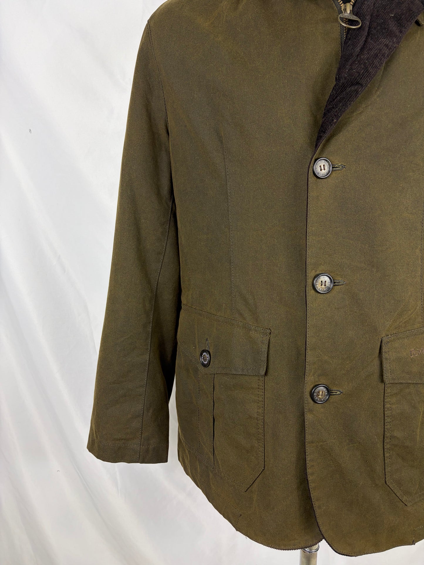 Giacca Barbour Uomo verde cerato Lutz Medium- Olive waxed cotton Jacket Size Medium
