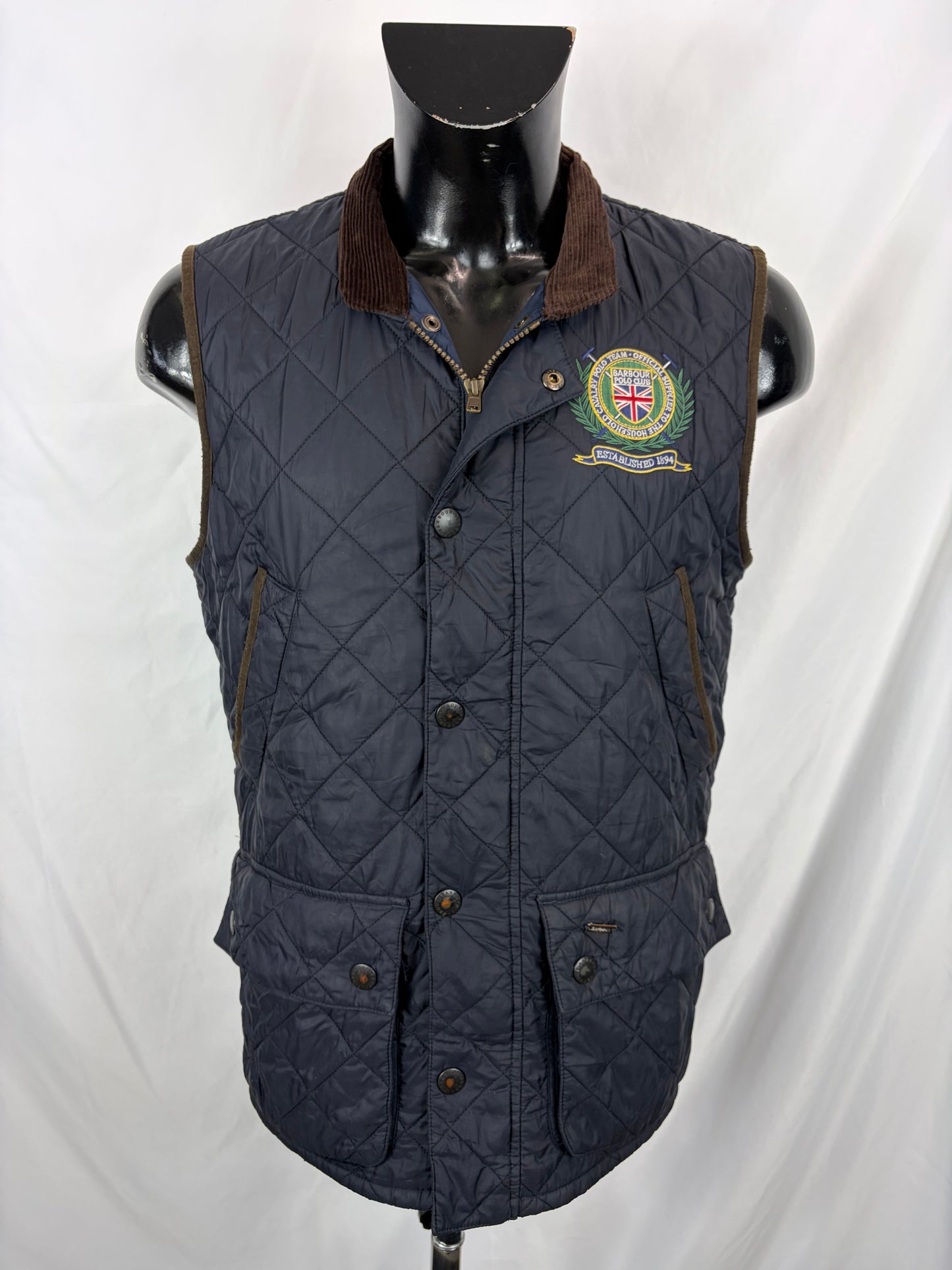 Gilet Barbour Uomo Blu Moorish Polo Club Medium Man Navy Quilted Polo Club Vest Size M