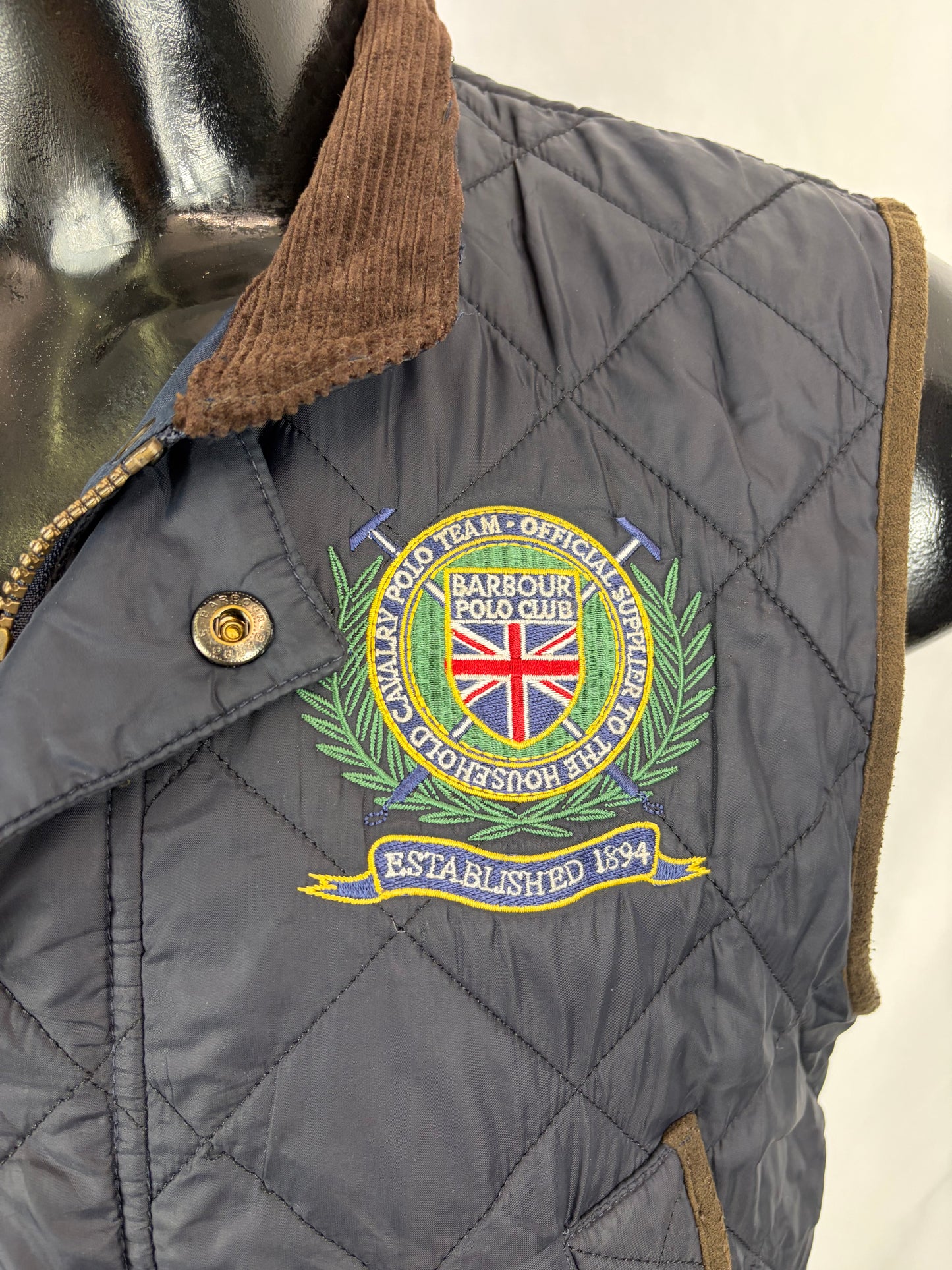 Gilet Barbour Uomo Blu Moorish Polo Club Medium Man Navy Quilted Polo Club Vest Size M
