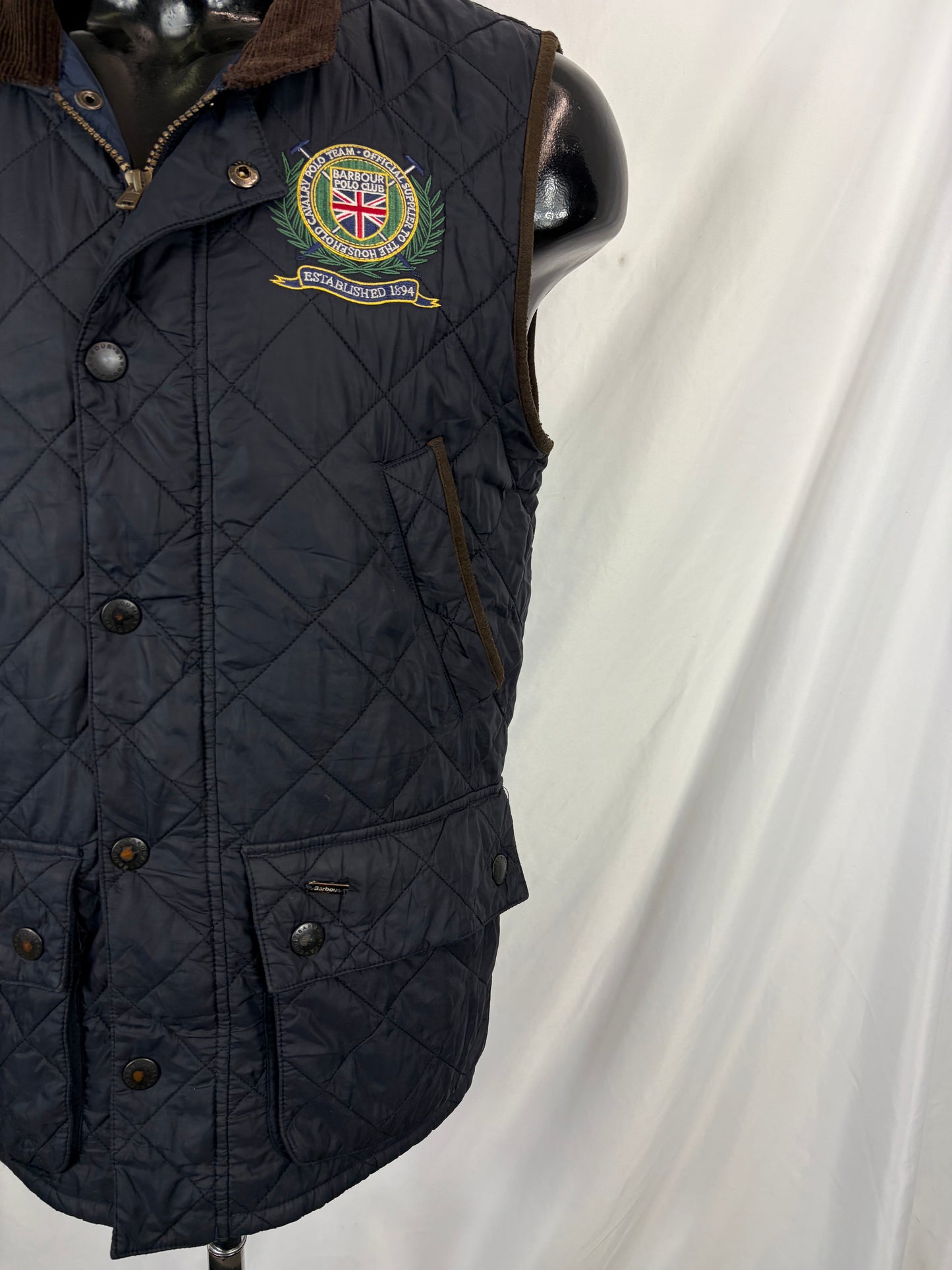 Gilet Barbour Uomo Blu Moorish Polo Club Medium Man Navy Quilted Polo Club Vest Size M