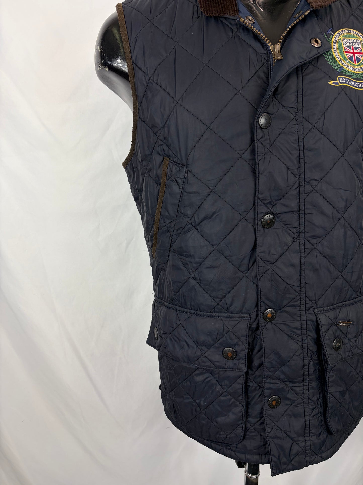 Gilet Barbour Uomo Blu Moorish Polo Club Medium Man Navy Quilted Polo Club Vest Size M