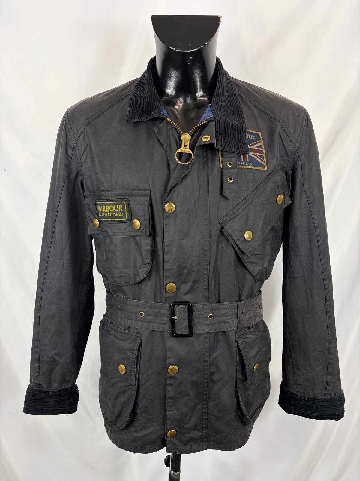Giacca Barbour International Union Jack Medium- Black International Union Jacket Jacket Size M