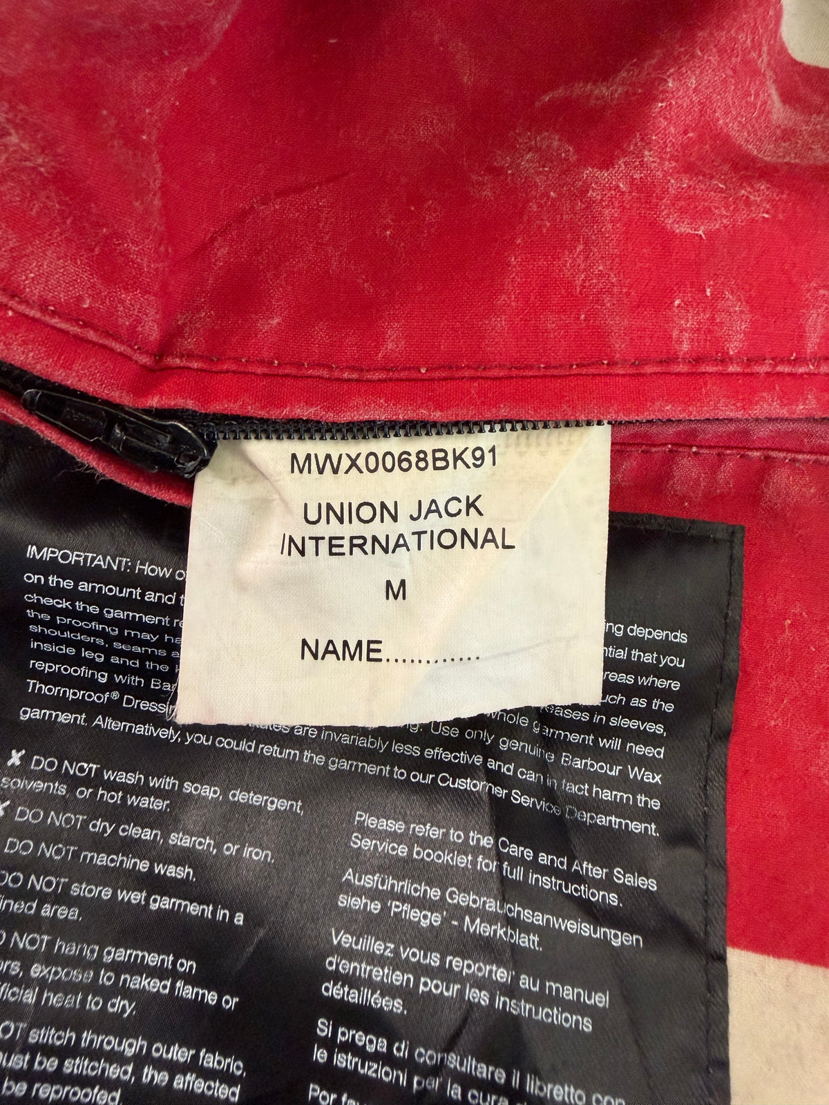Giacca Barbour International Union Jack Medium- Black International Union Jacket Jacket Size M